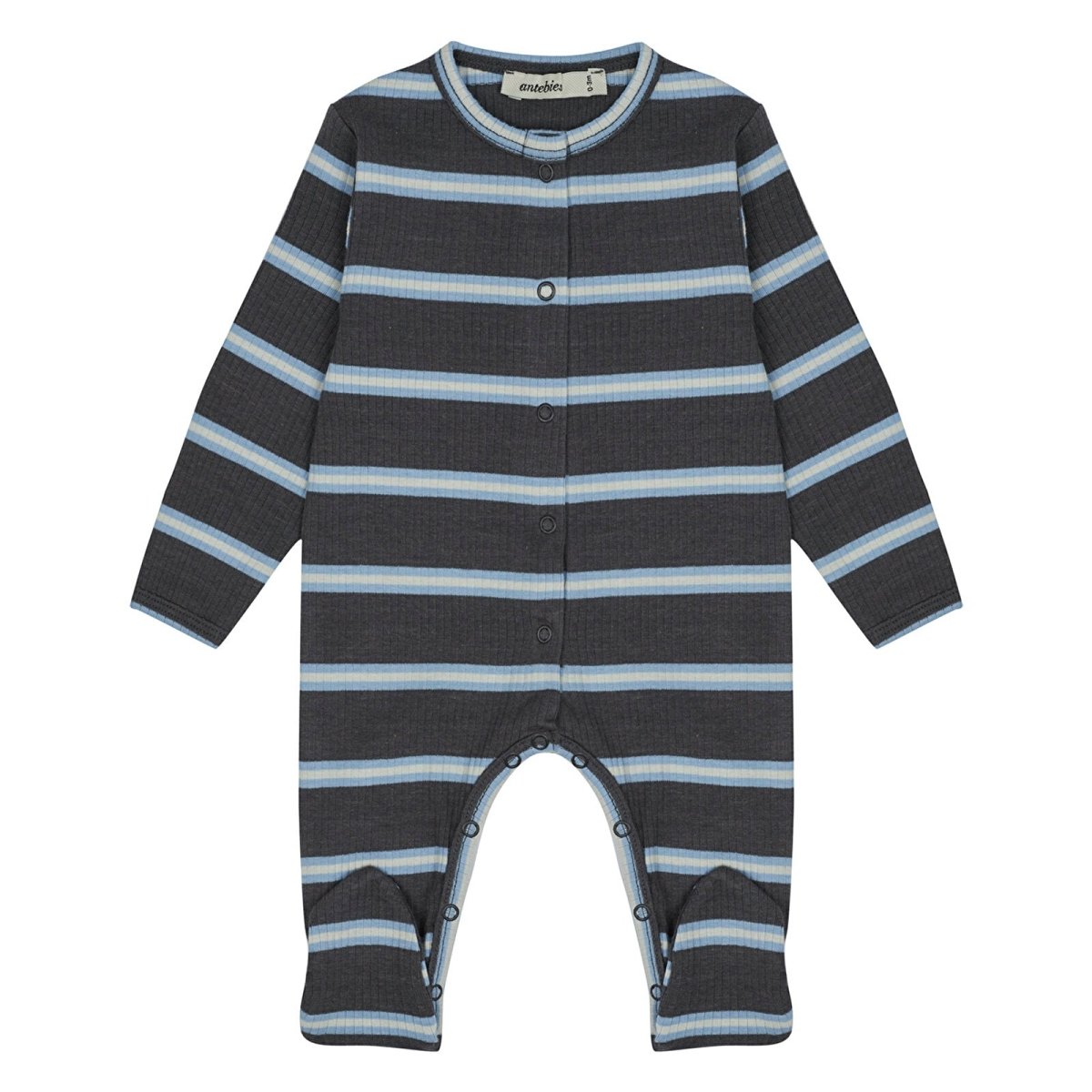 Antebies Bold Stripe Rib Footsie Anthracite - ebebek - Black Friday