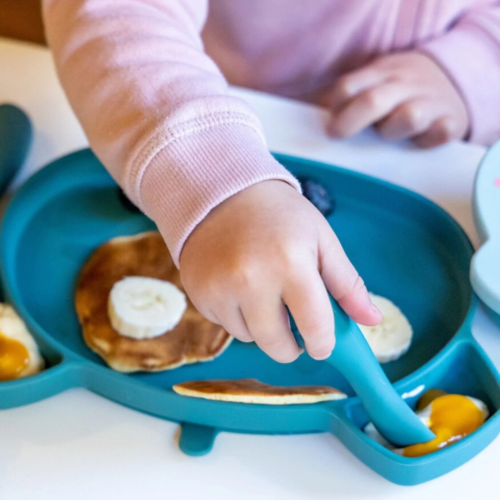 TUM TUM Silicone Weaning Bowl & Spoon Set Boris Bear - Blue - ebebek - Black Friday
