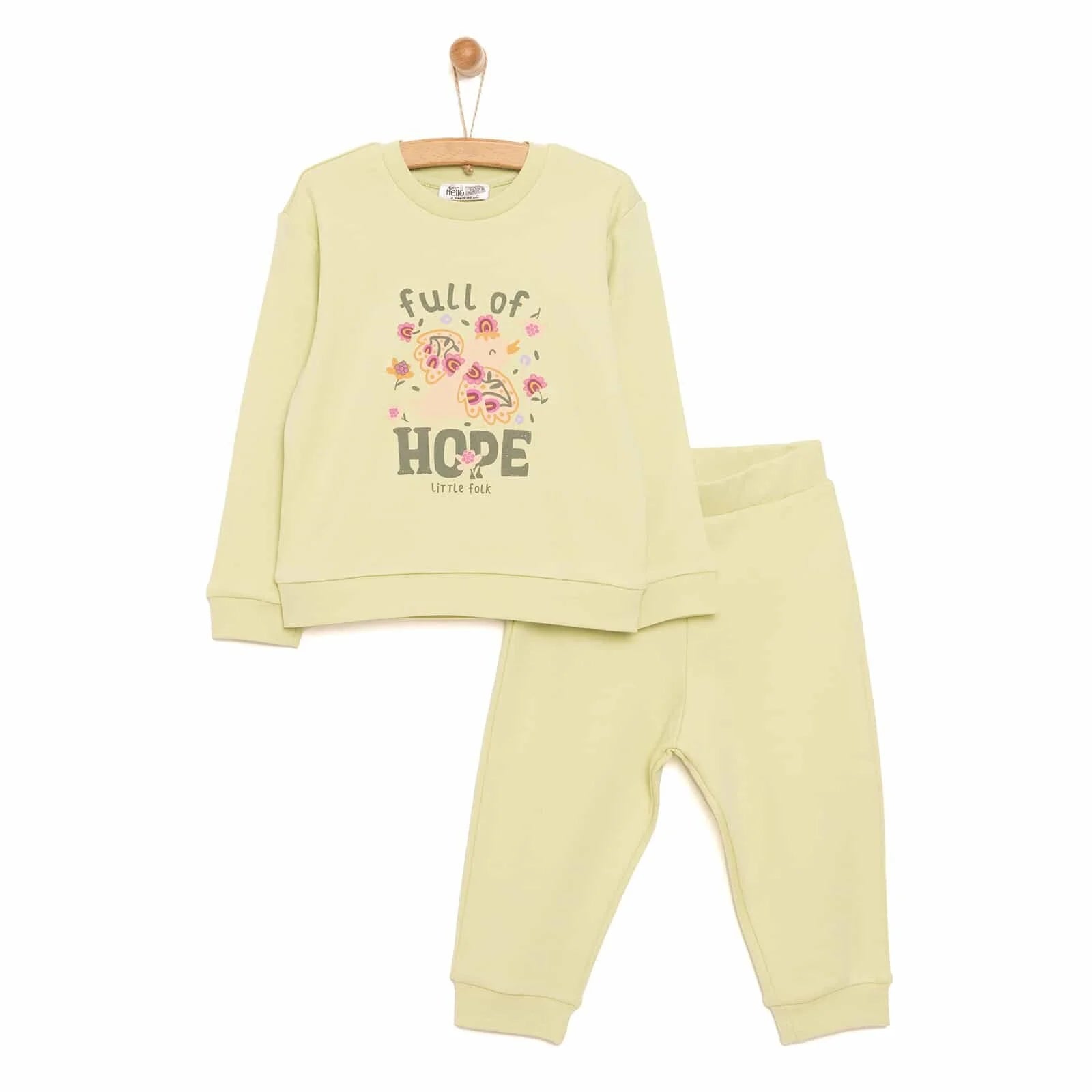 HelloBaby Basic Girl Bird Printed Jogging Set - Pistachio Green - ebebek - Black Friday