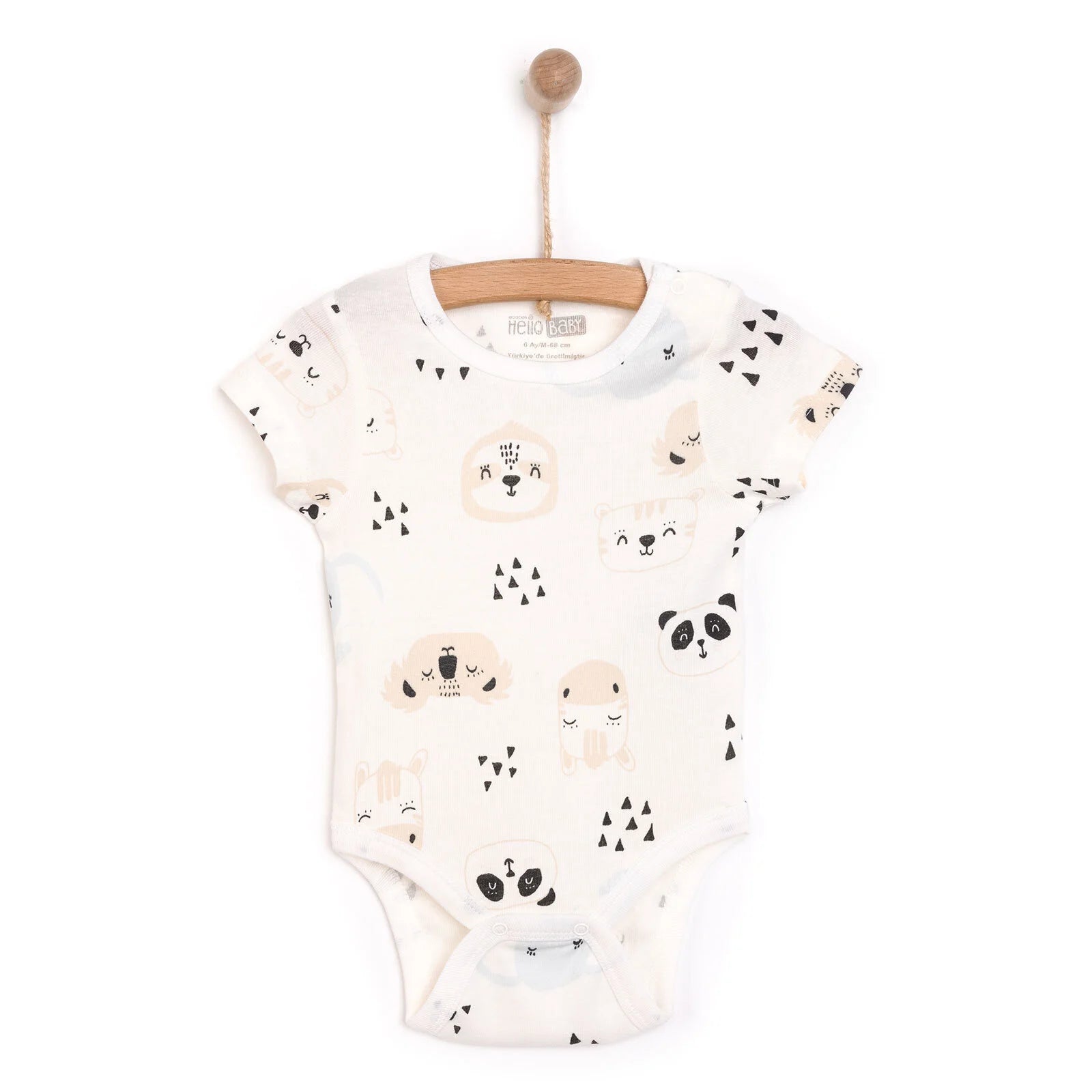 HelloBaby Baby Boy Short Sleeve Bodysuit - Ecru - ebebek - Black Friday