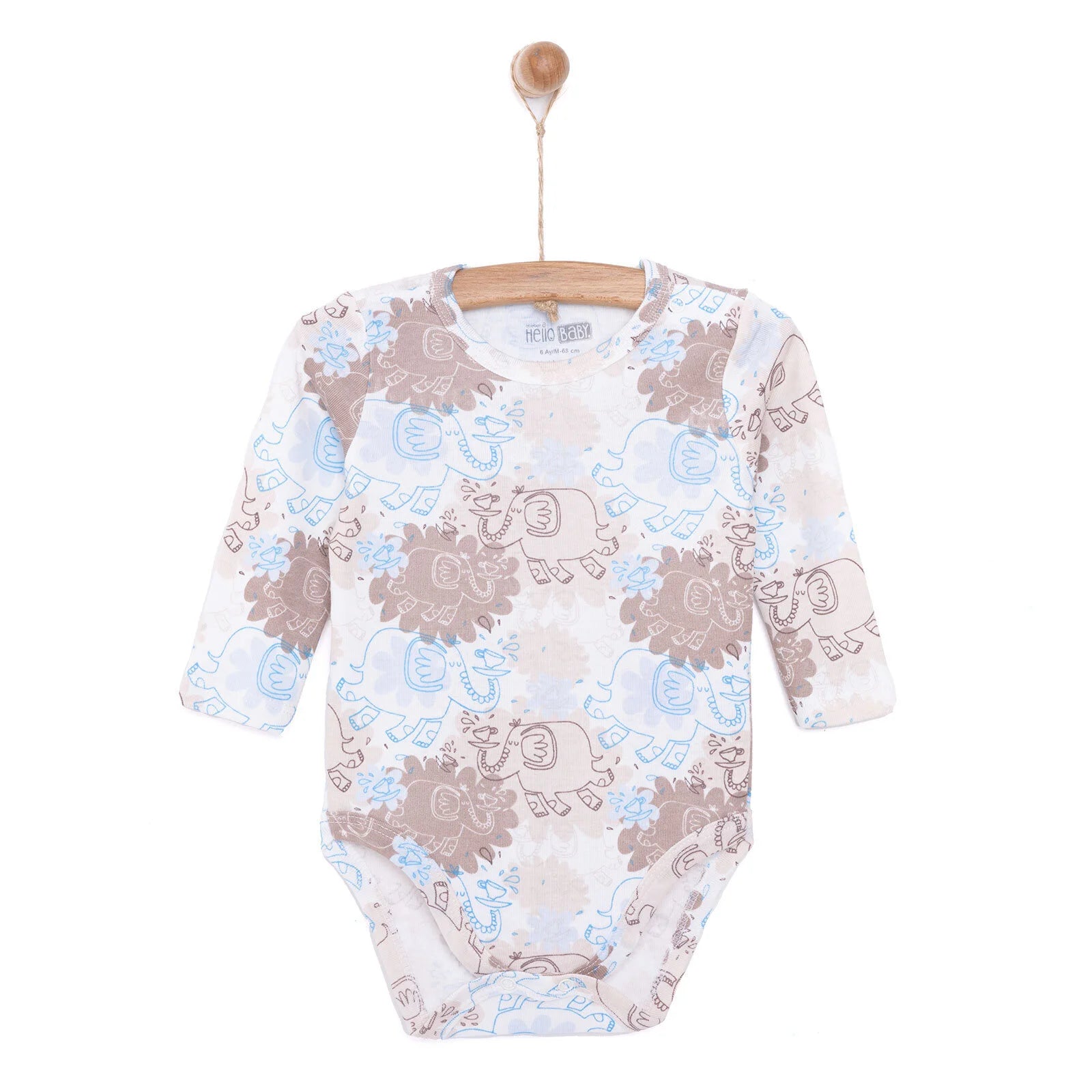 HelloBaby Boy Long Sleeve Bodysuit - Ecru - ebebek - Black Friday