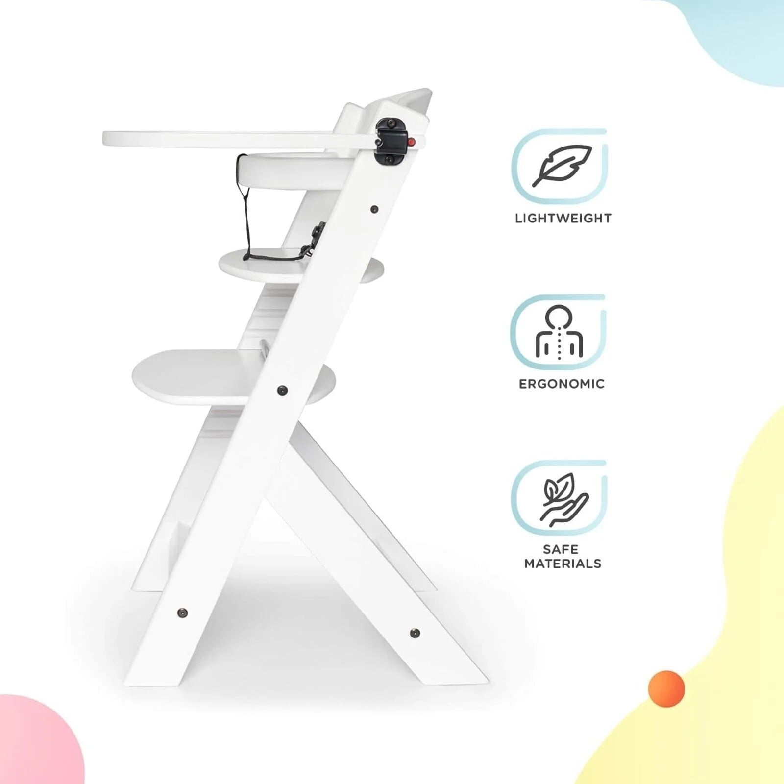 Kinderkraft Enock Wooden Highchair - White - ebebek - Black Friday