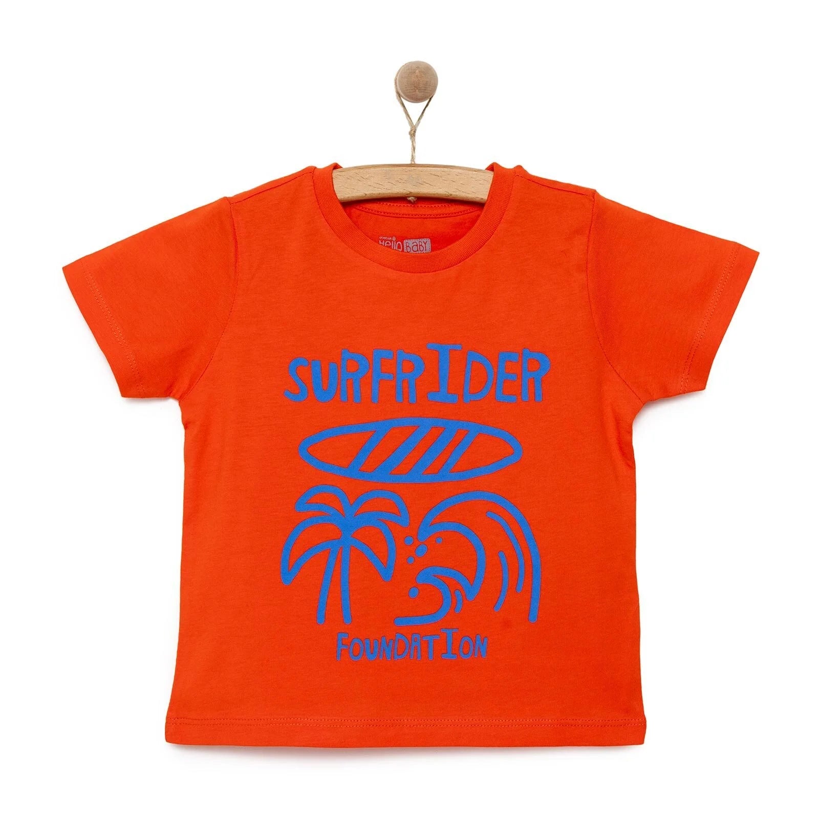 HelloBaby Basic Boy Surf Printed T-shirt - Coral - ebebek - Black Friday