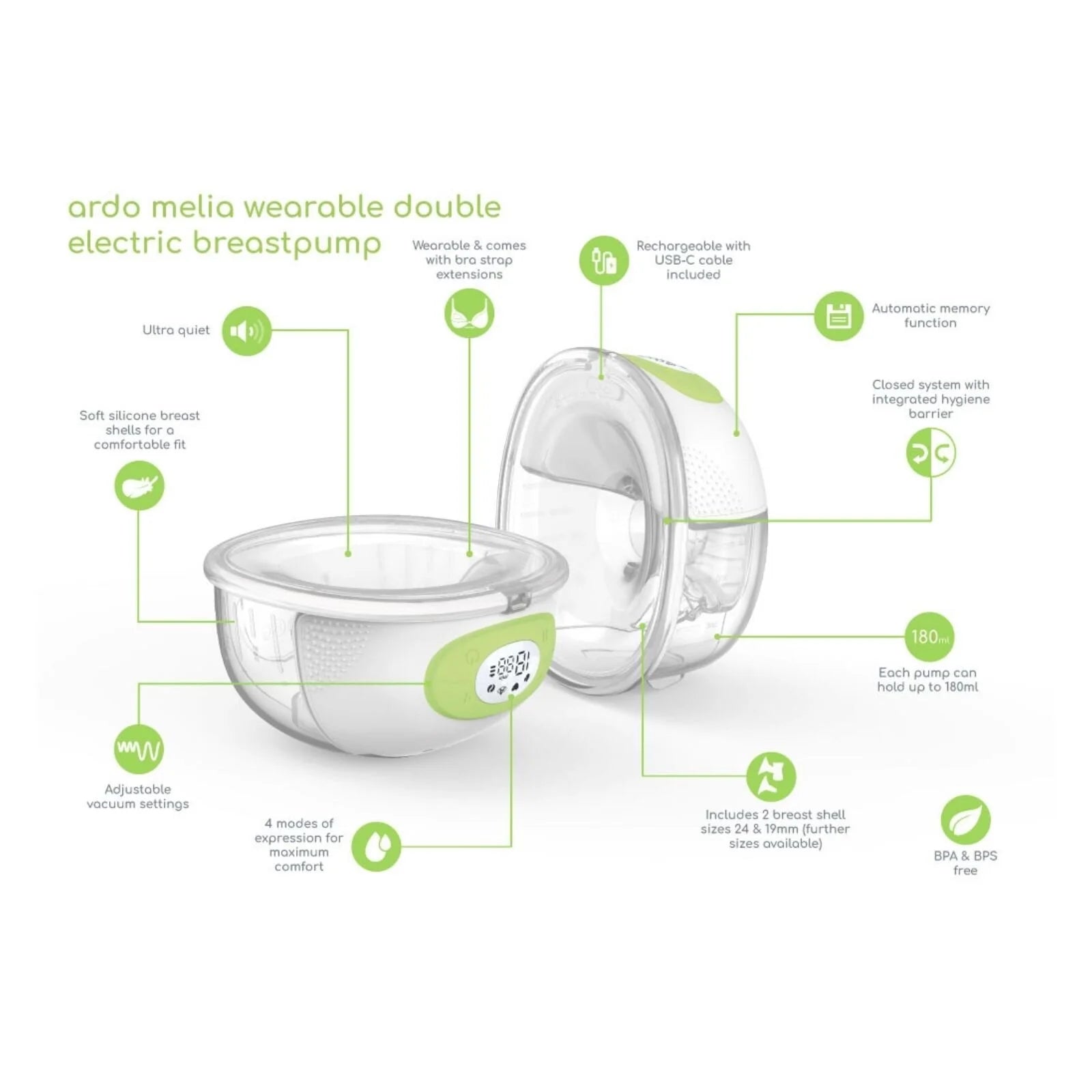 Ardo Melia Wearable Double Electric Breast Pump - ebebek - Black Friday