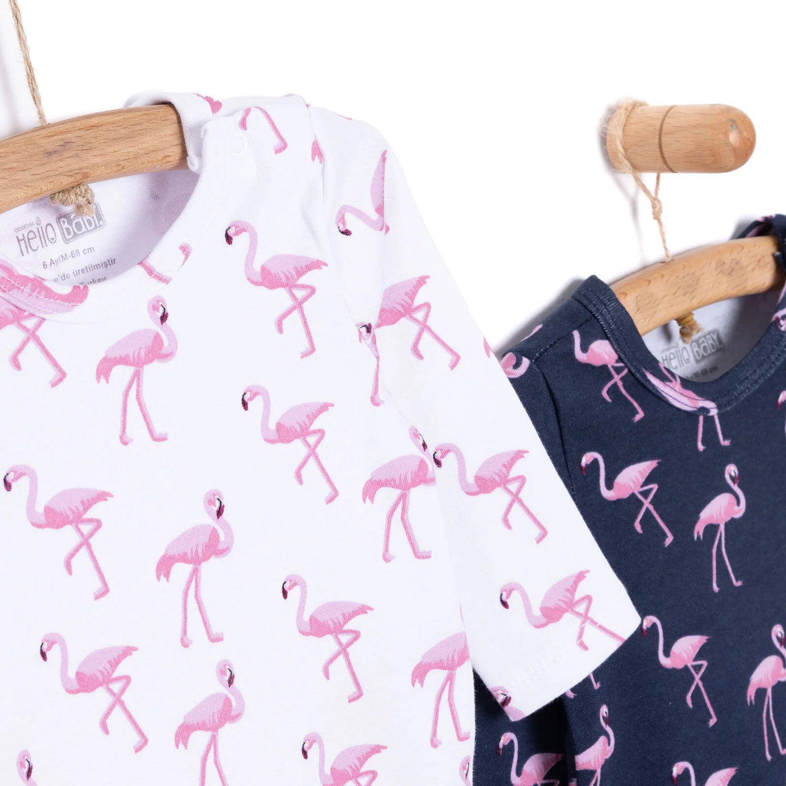 HelloBaby Girl Flamingo Printed 2 - Pack Long Sleeve Body - Navy Blue - ebebek - Black Friday