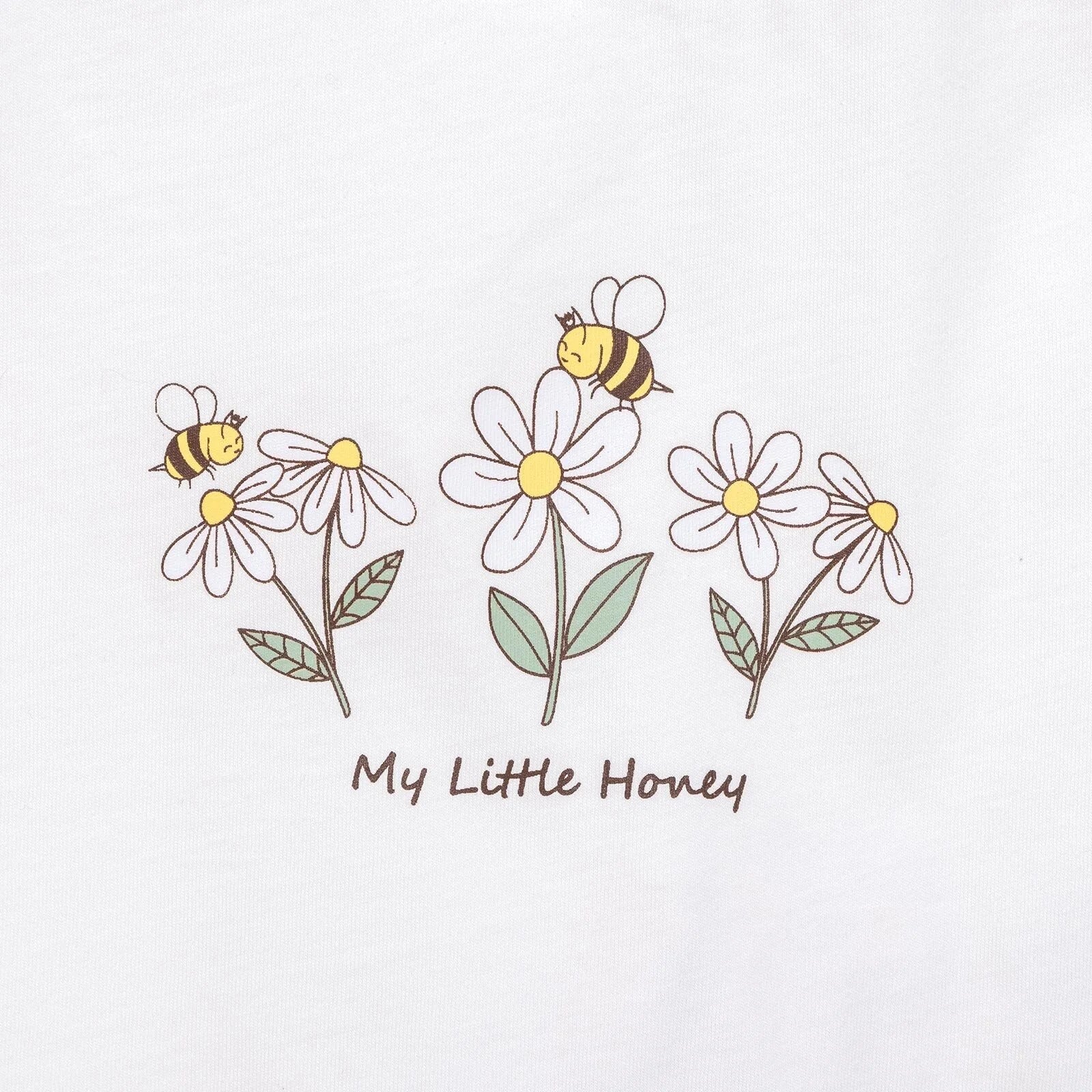 HelloBaby Girl Daisy and Bee Printed Tshirt - Short - Ecru - ebebek - Black Friday