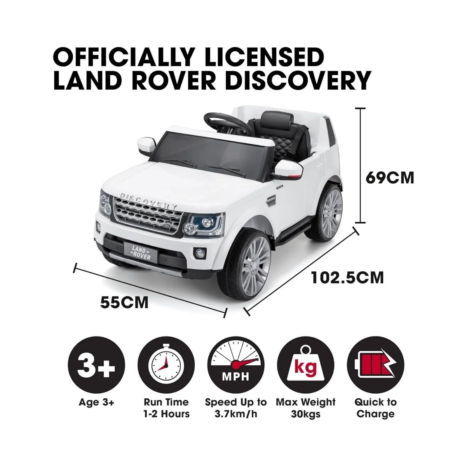 Xootz Landrover Discovery 12V Ride On Lithium - White - ebebek - Black Friday