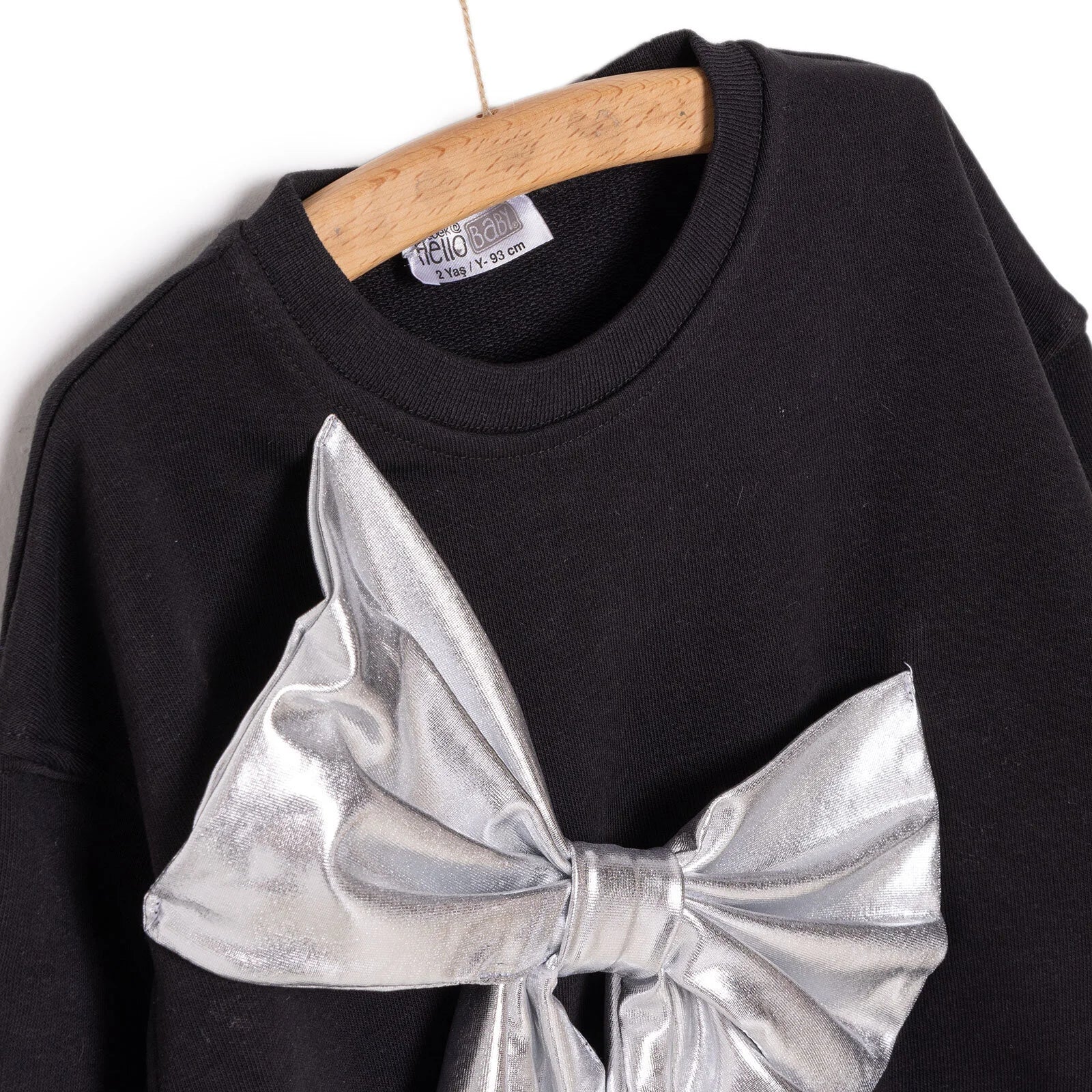 HelloBaby Metallic Girl Sweatshirt - Black - ebebek - Black Friday