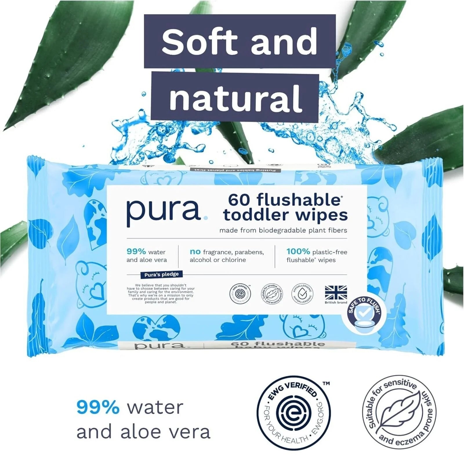 Pura Baby Wipes Flushable 3x60 pcs - ebebek - Black Friday