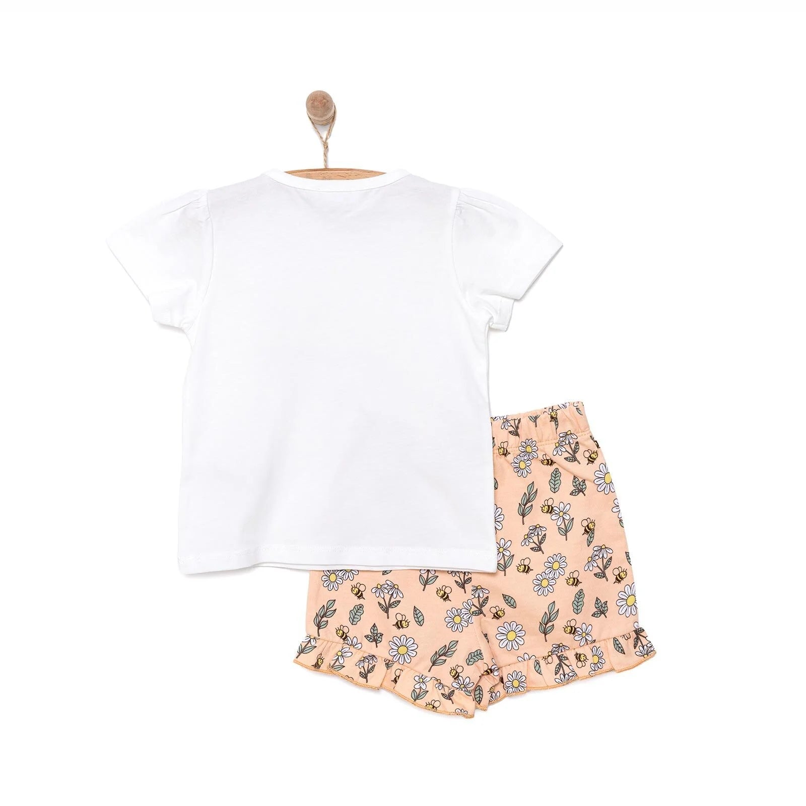 HelloBaby Girl Daisy and Bee Printed Tshirt - Short - Ecru - ebebek - Black Friday