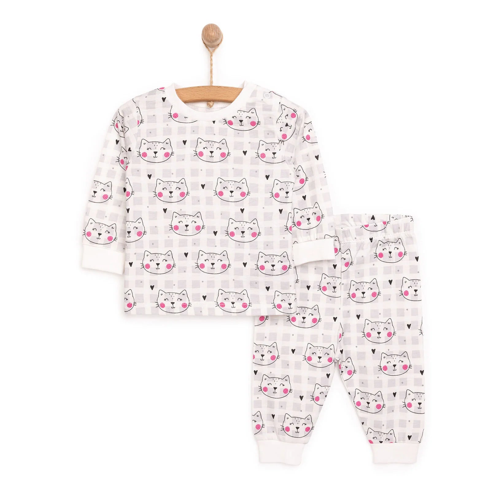 HelloBaby Girl Long Sleeve Pyjamas Set - Grey - ebebek - Black Friday