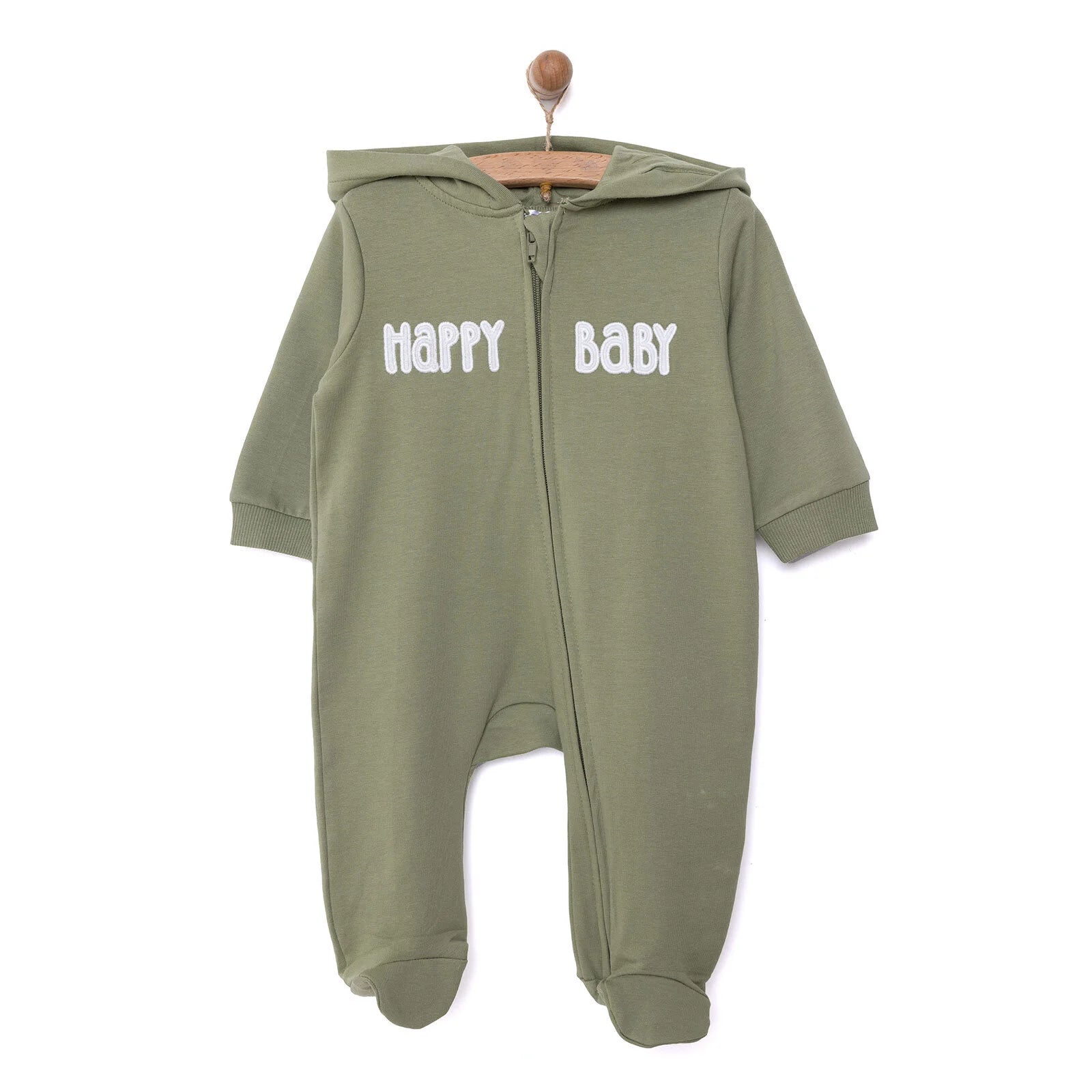 HelloBaby Newborn Hooded Jumpsuit - Khaki - ebebek - Black Friday