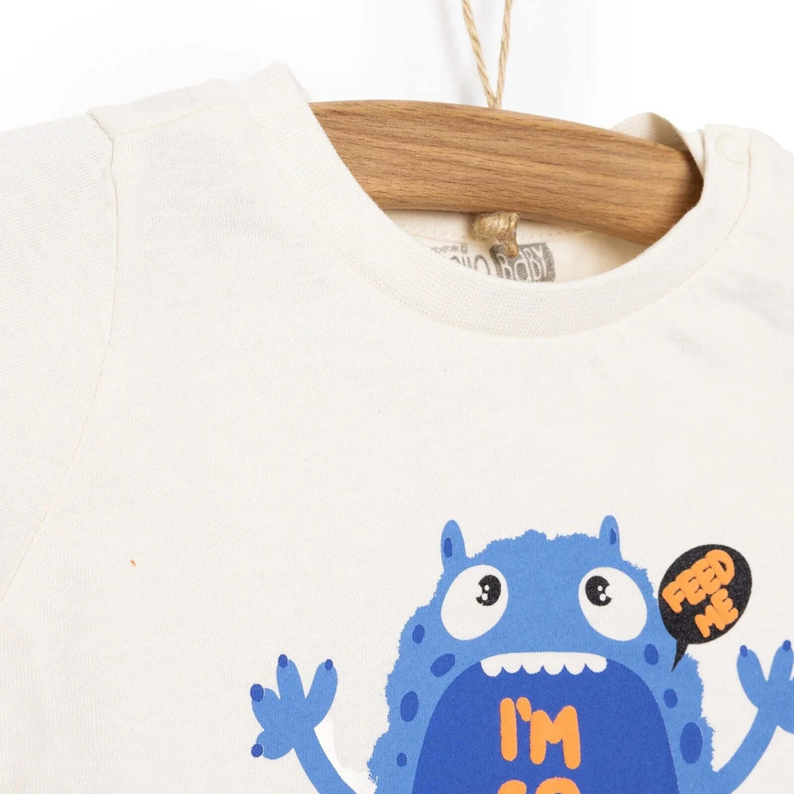 HelloBaby Basic Cute Monster Printed Tshirt - Ecru - ebebek - Black Friday