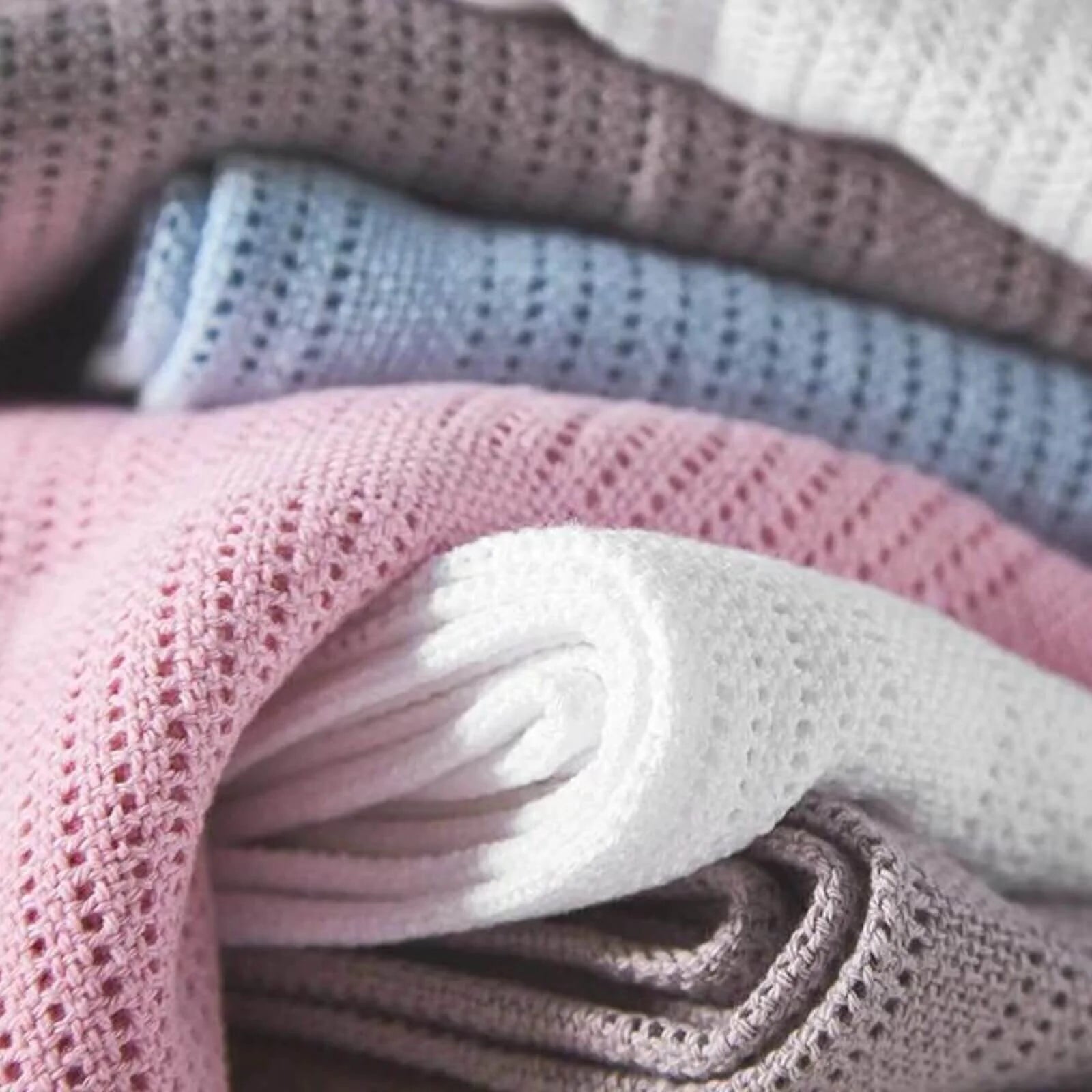 Bloomsbury Mill Organic Cotton Cellular Blankets Newborn Gift Set 2 pcs - Blue - ebebek - Black Friday