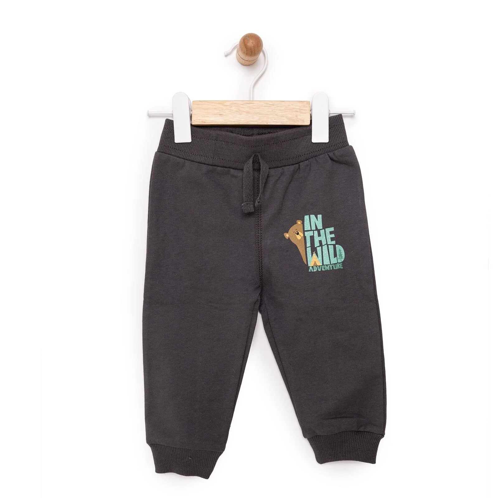 HelloBaby Basic Bear Printed Low Raised Joggers - Anthracite - ebebek - Black Friday