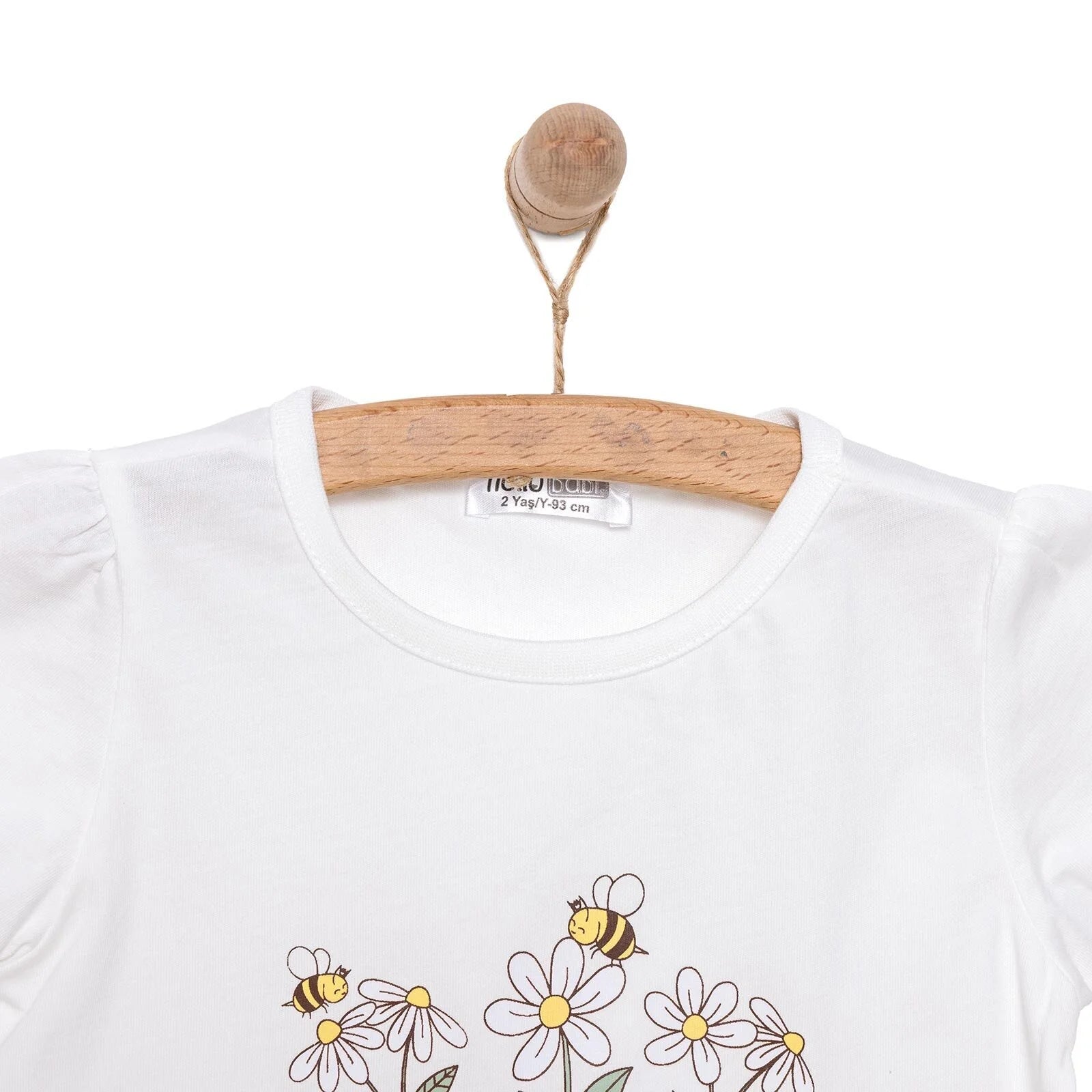 HelloBaby Girl Daisy and Bee Printed Tshirt - Short - Ecru - ebebek - Black Friday