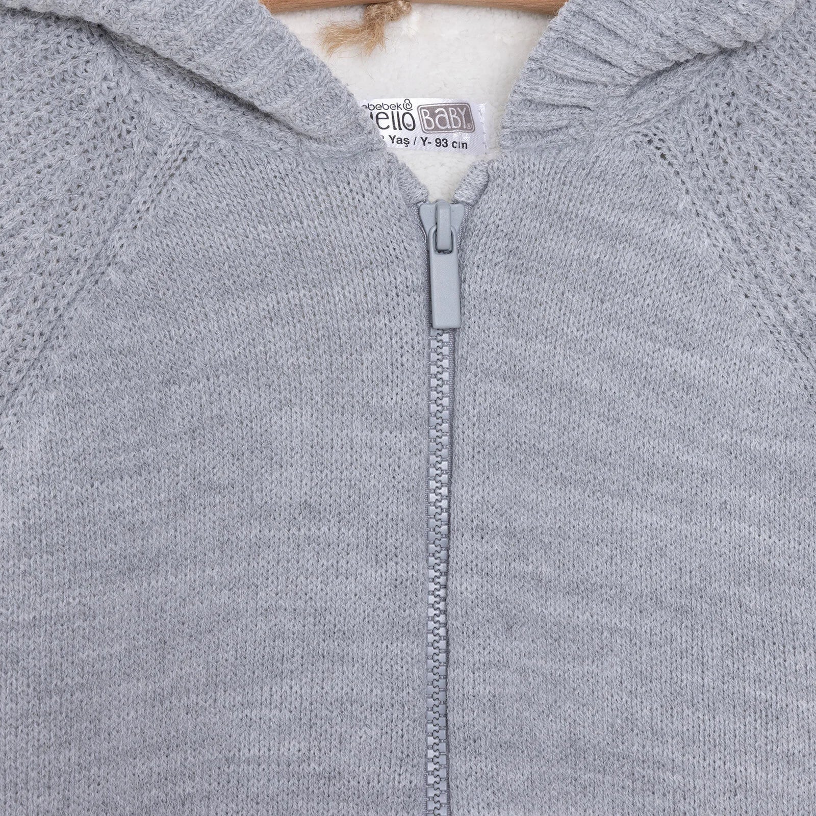 HelloBaby Basic Unisex Plush Knit Cardigan - Grey Melange - ebebek - Black Friday