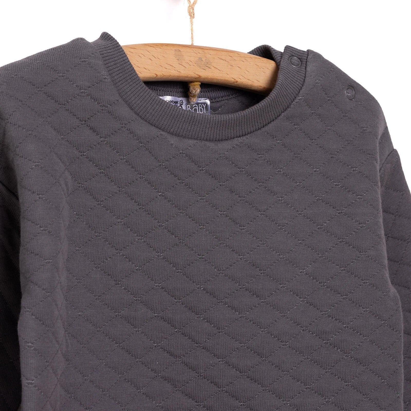 HelloBaby Newborn Quilted Sweatshirt - Footed Bottom - Charcoal - ebebek - Black Friday