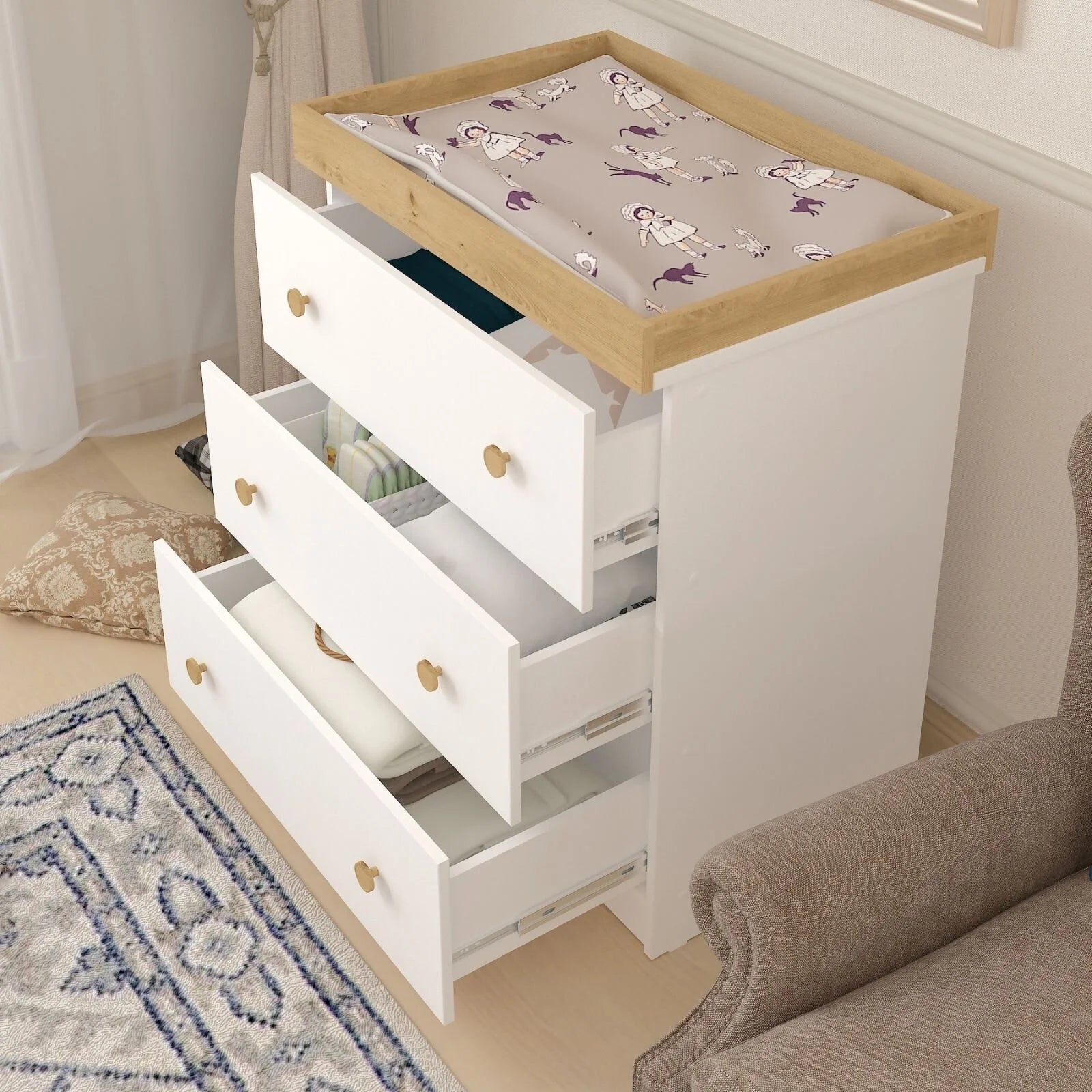 Shefa Kids 888 Changing Dresser - White/Oak - ebebek - Black Friday