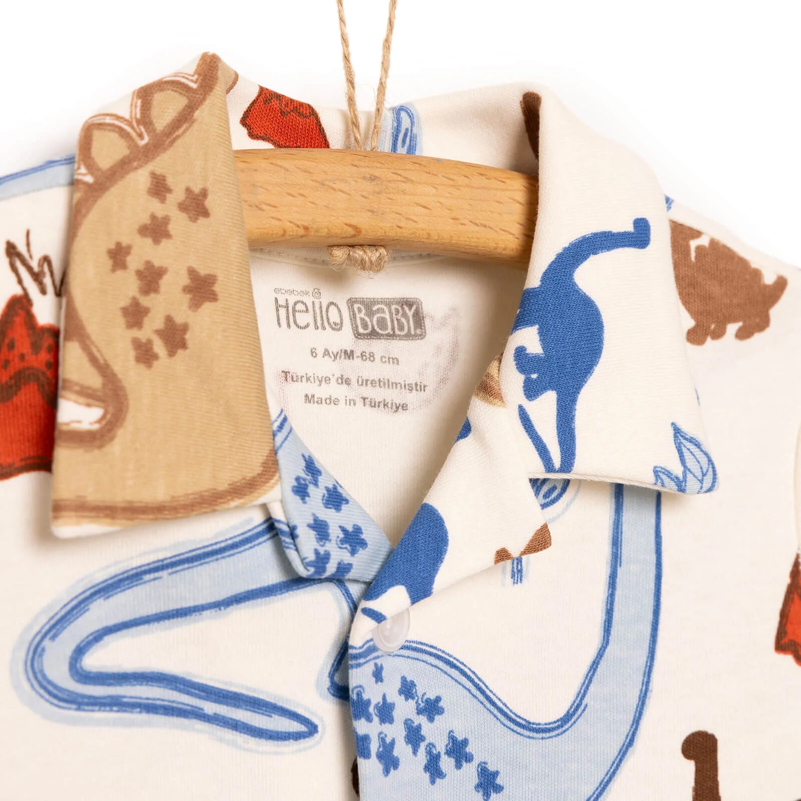 HelloBaby Baby Boy Dinasour Printed Pyjamas Set - Ecru - ebebek - Black Friday