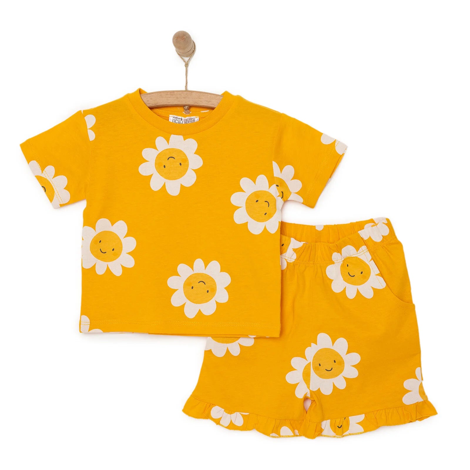 HelloBaby Flowers Girl Tshirt - Short - Dark Orange - ebebek - Black Friday