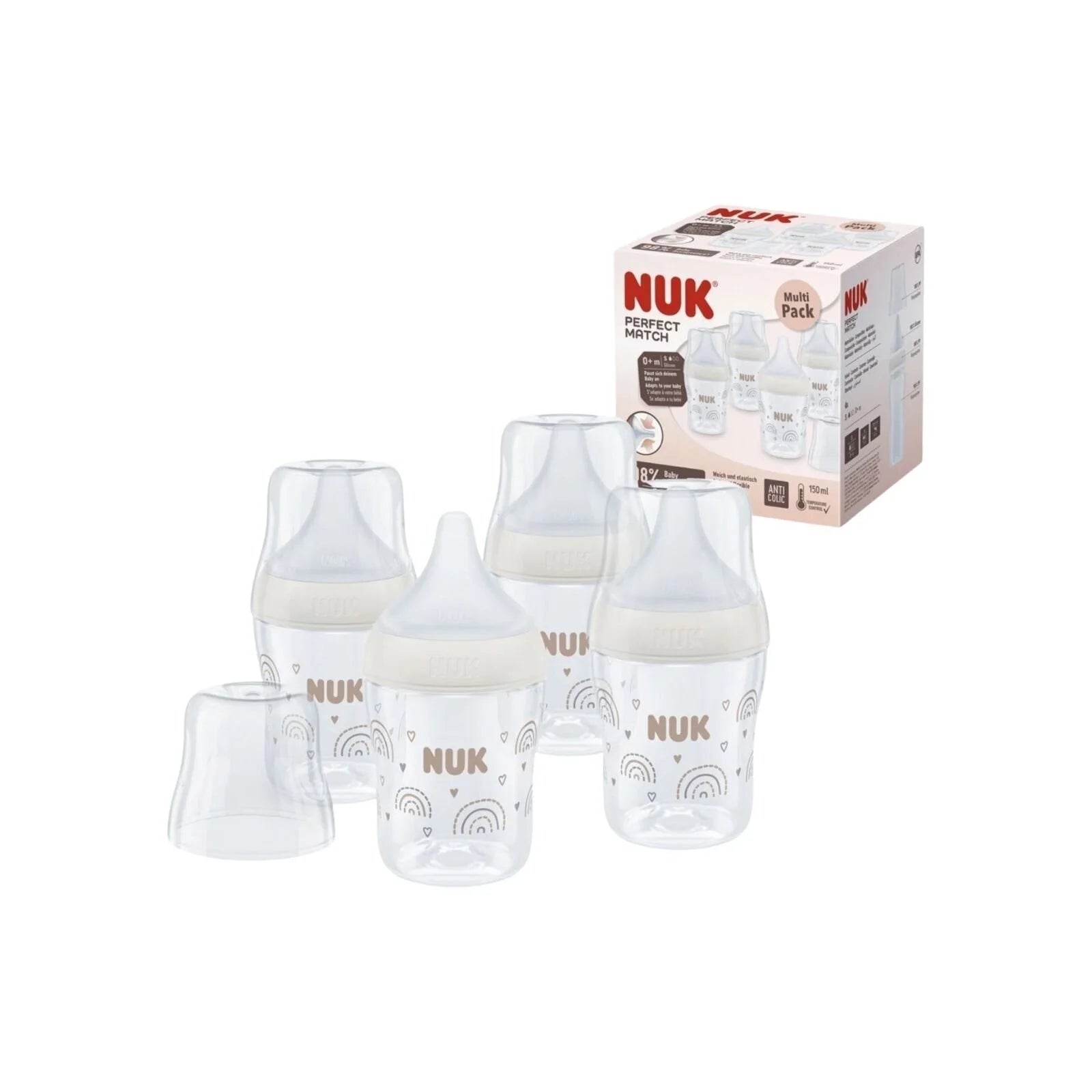 NUK Anti - Colic Perfect Match 150ml Pack of 4 - Rainbow - ebebek - Black Friday