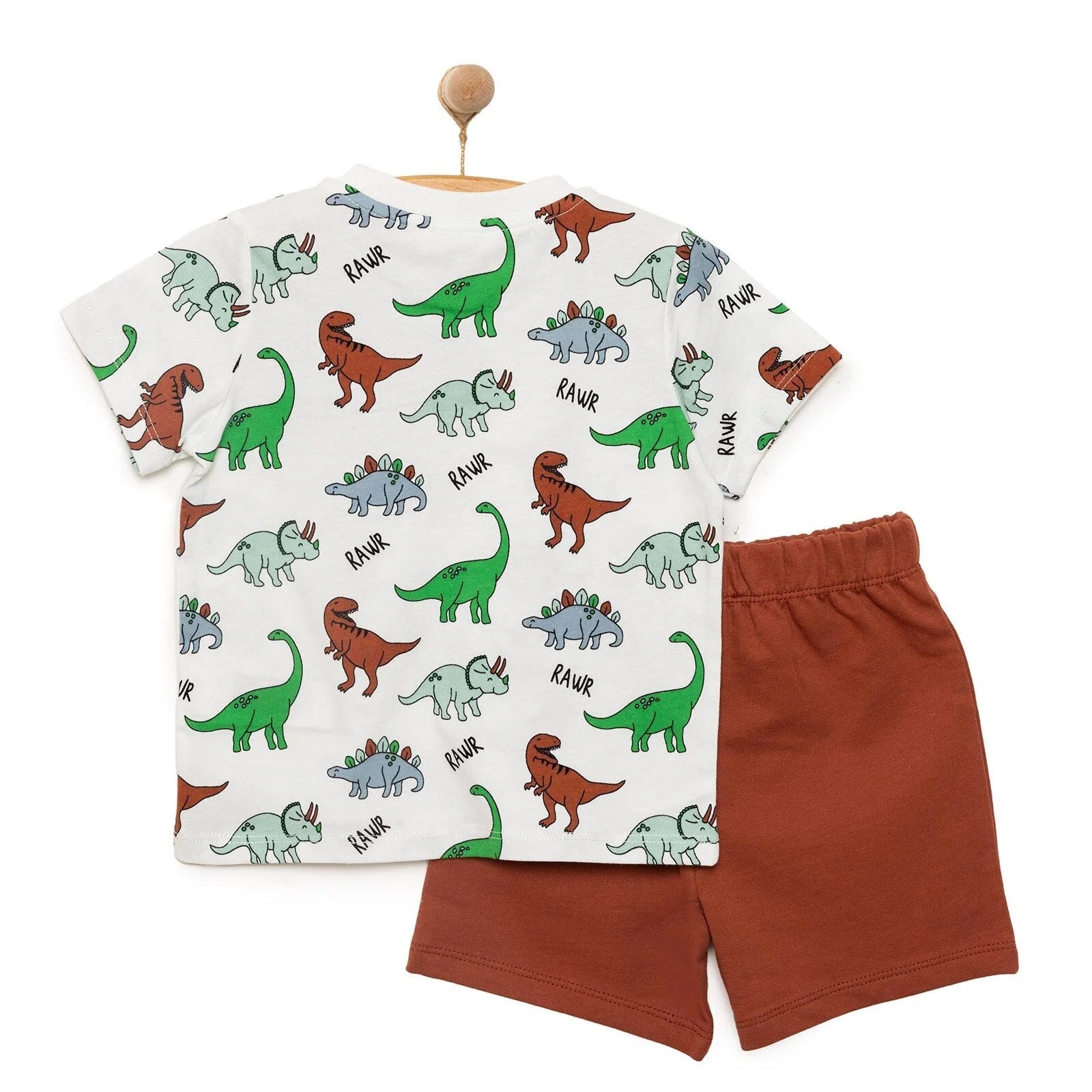 HelloBaby Basic Boy Dinosaur Patterned Tshirt - Brown - ebebek - Black Friday
