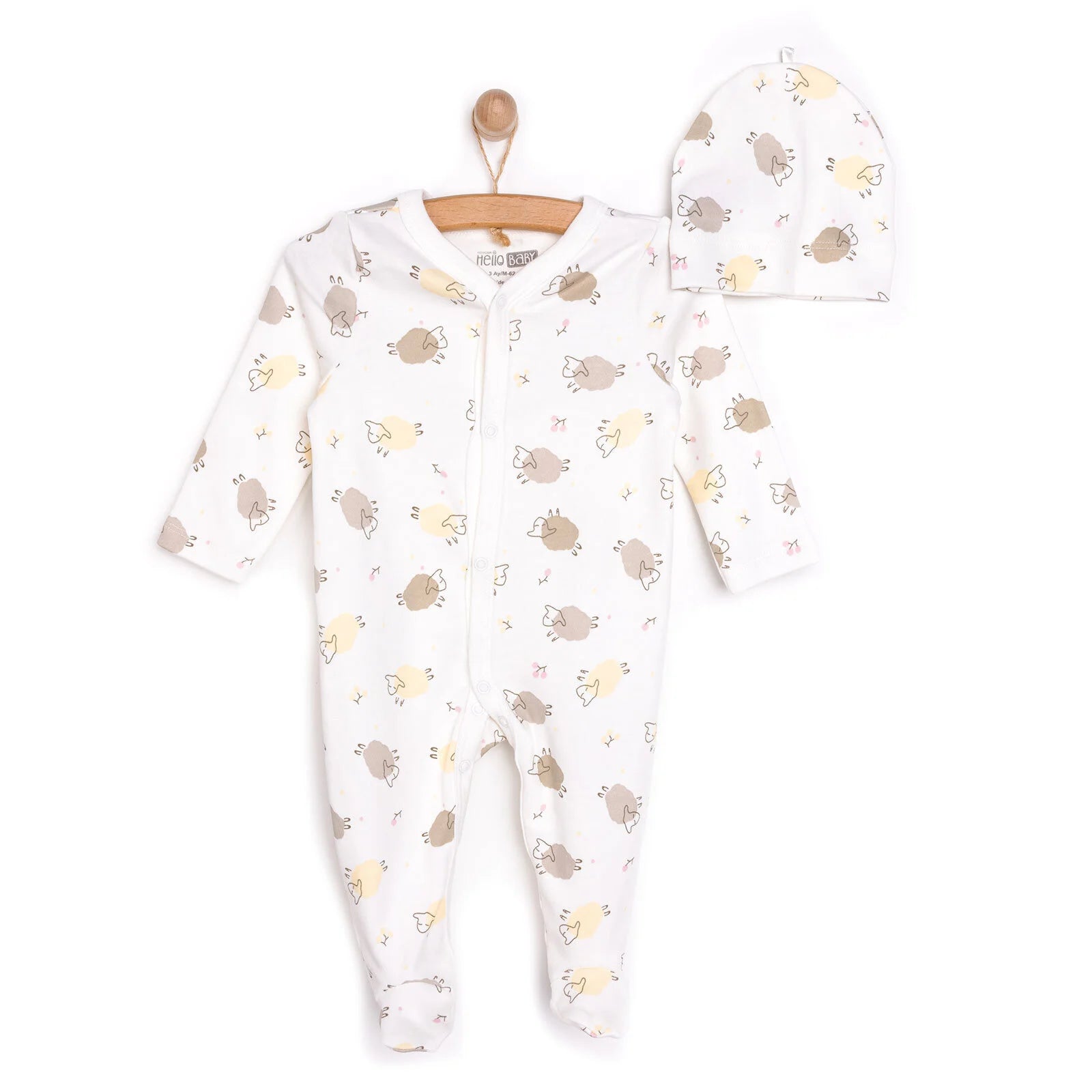 HelloBaby Footed Jumpsuit with Hat - Ecru - ebebek - Black Friday