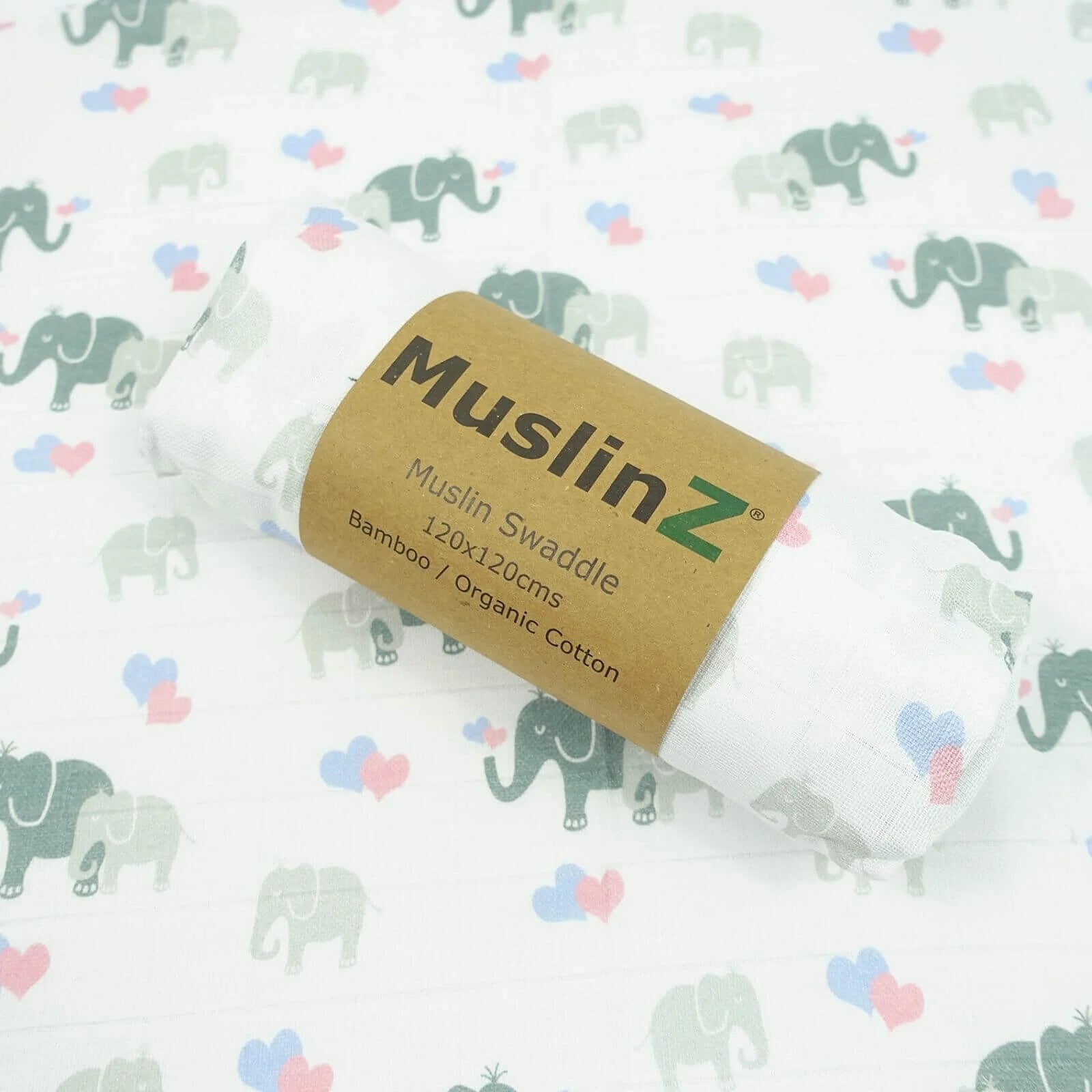 MuslinZ Bamboo/Organic Cotton Muslin Swaddle 120x120cm - Elephant - ebebek - Black Friday