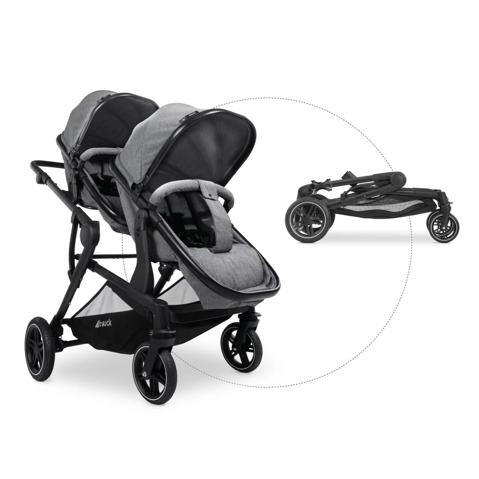 Hauck Atlantic Twin Double Stroller - Grey - Hauck - ebebek