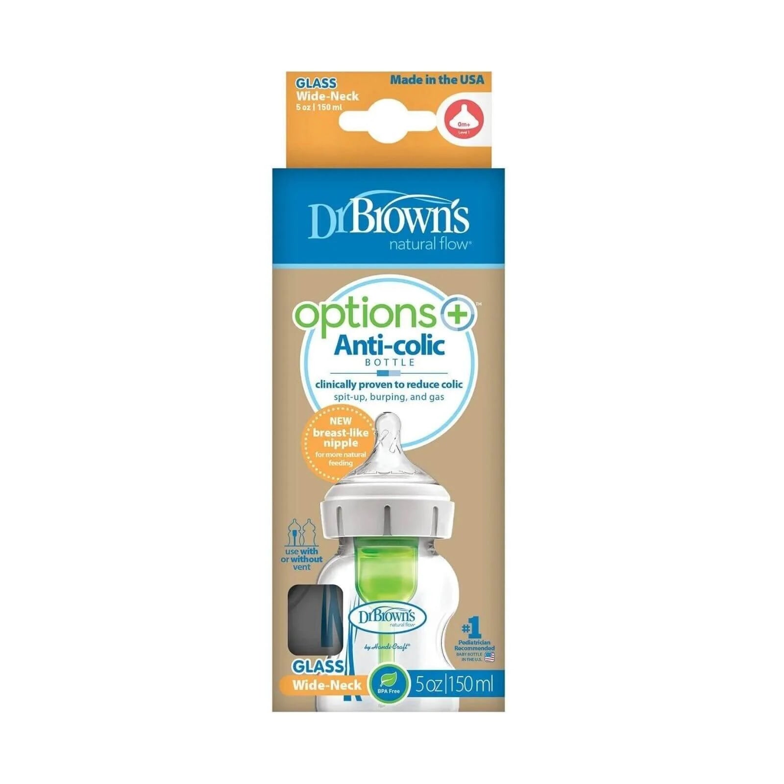 Dr. Brown's Options+ Wide Neck Anti - Colic Glass Bottle 150ml - ebebek - Black Friday