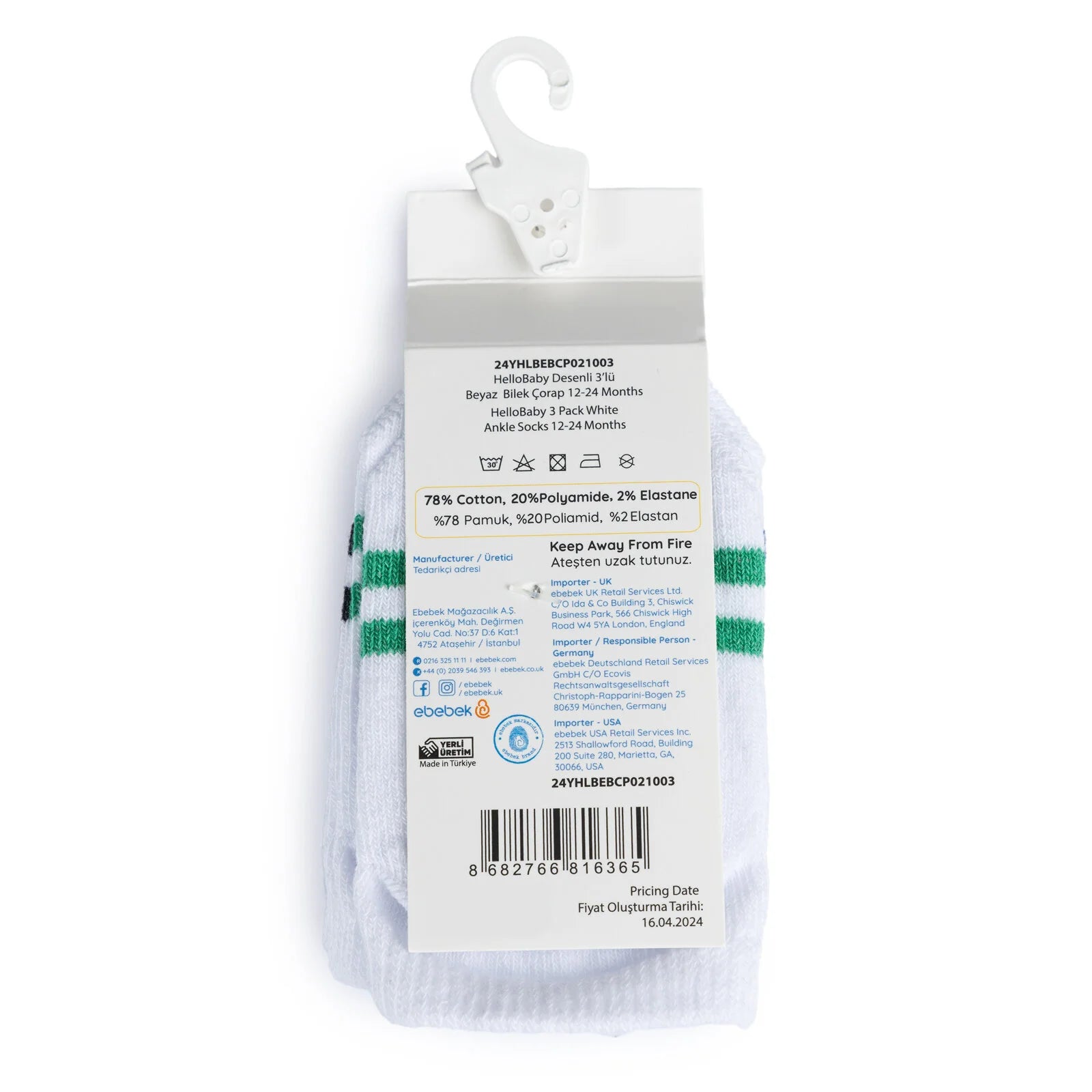 HelloBaby Baby Boy Pack of 3 Socks - White - ebebek - Black Friday