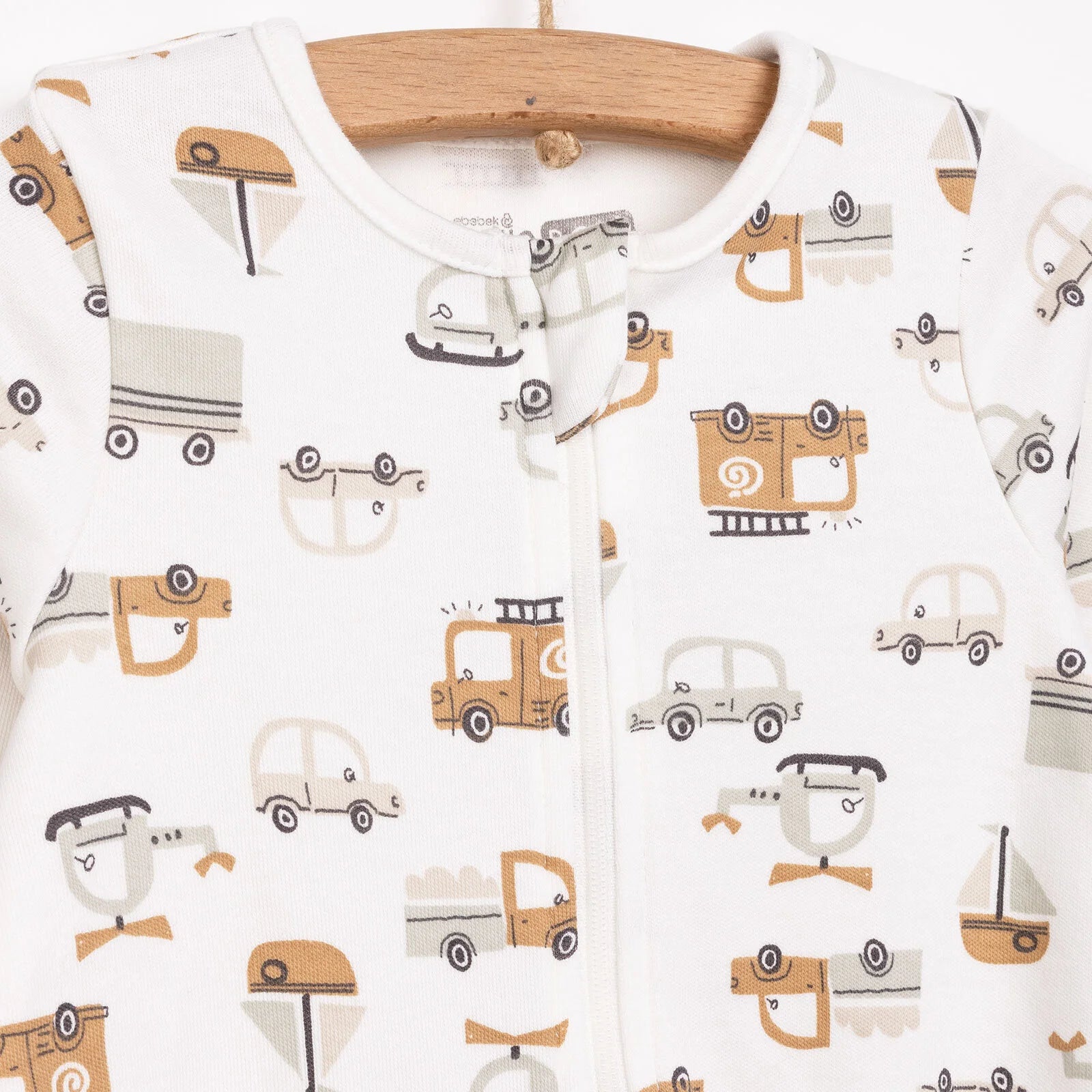 HelloBaby Newborn Boy Organic Footed Jumpsuit - Ecru - ebebek - Black Friday