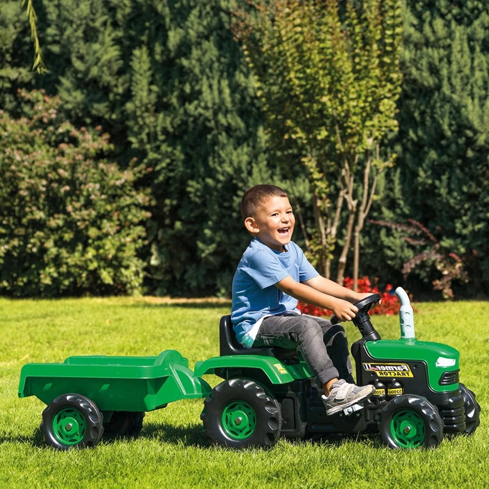 Outlet - Dolu Ride On Pedal Tractor & Trailer - Green - ebebek - Black Friday