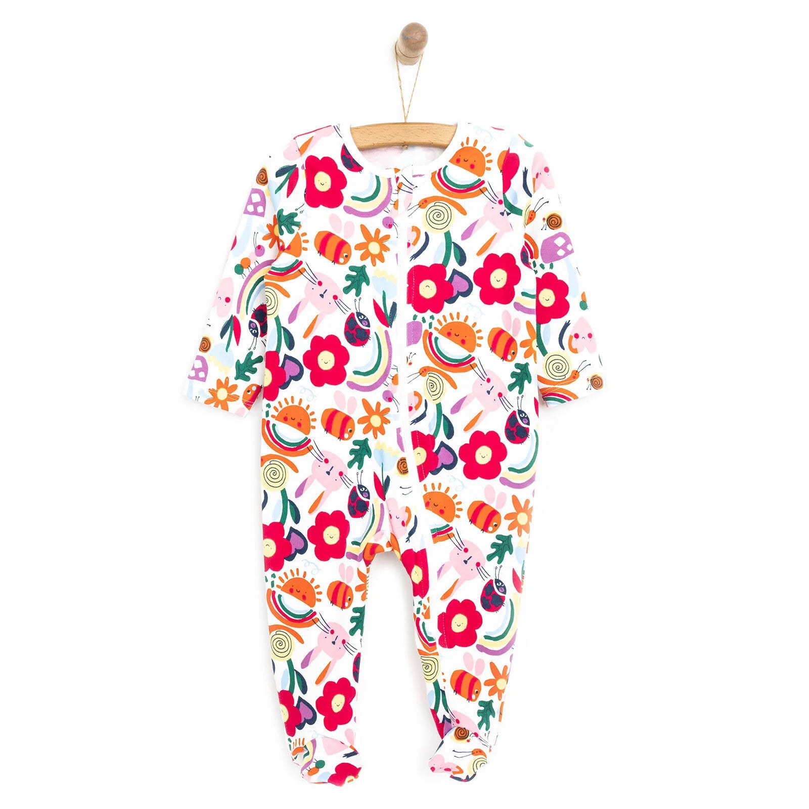 HelloBaby Newborn Baby Girl Footed Jumpsuit - Ecru - ebebek - Black Friday