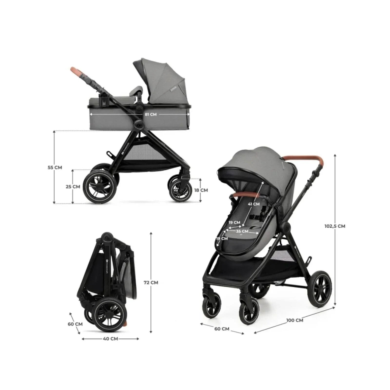 Kinderkraft Esme 3 - in - 1 Travel System with Mink Pro Car Seat - Moonlight Grey Moonlight Grey - ebebek - Christmas