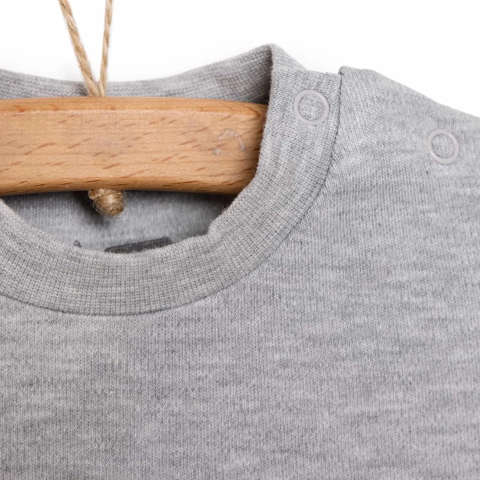 HelloBaby Basic Unisex Long Sleeve T-shirt - White - Grey Melange - ebebek - Black Friday