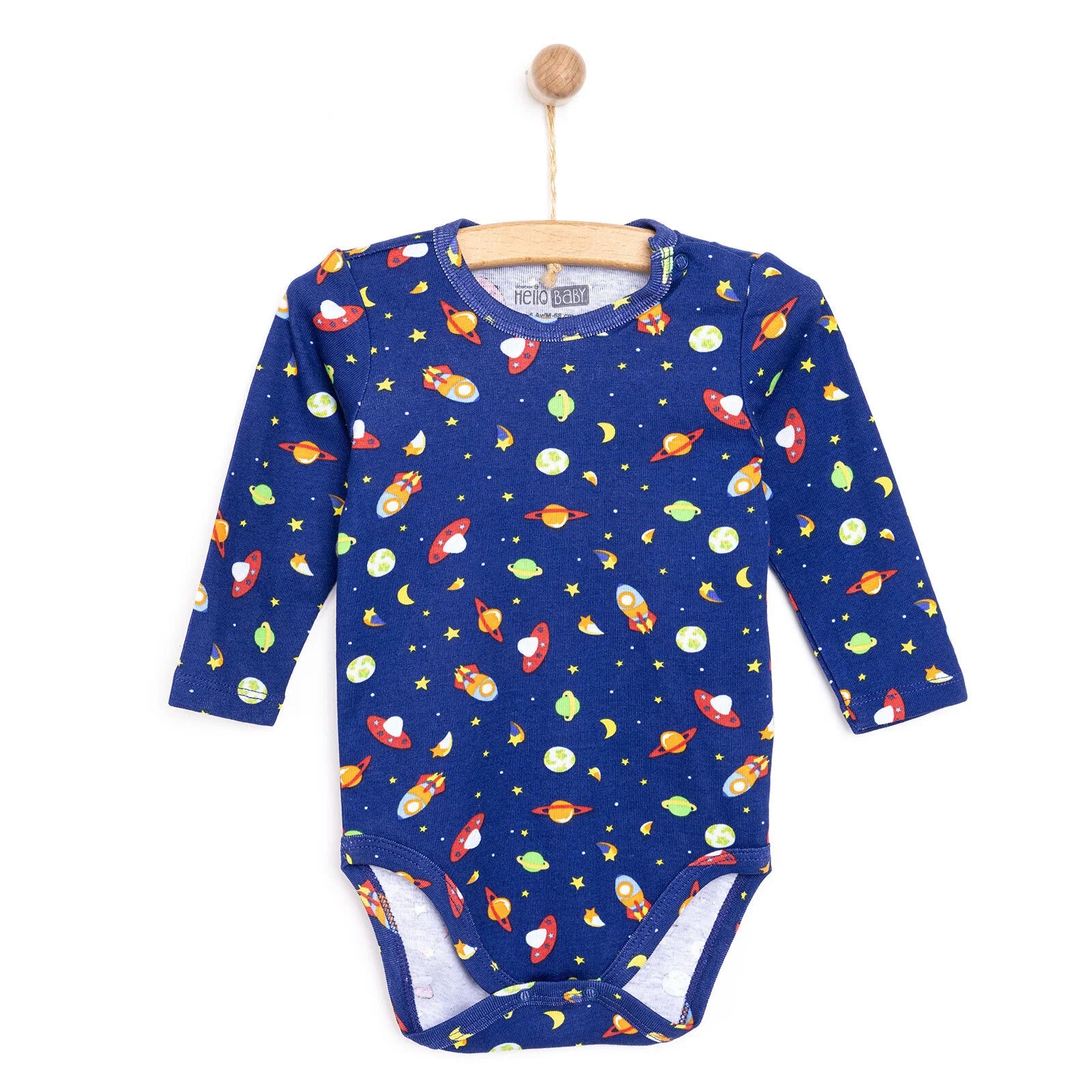 HelloBaby Boy Long Sleeve Bodysuit - Navy Blue - ebebek - Black Friday