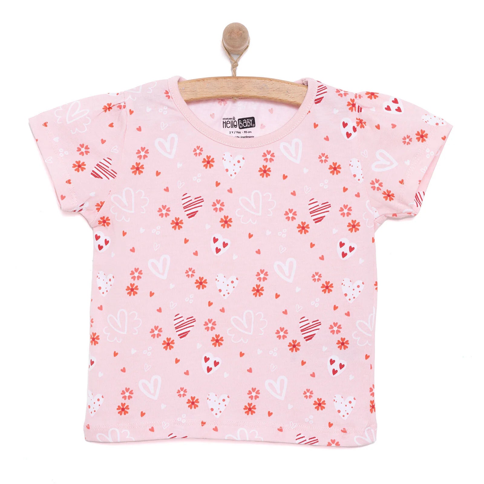 HelloBaby Basic Girl Cat Eats Fruit Patterned Tshirt - Pink - ebebek - Black Friday