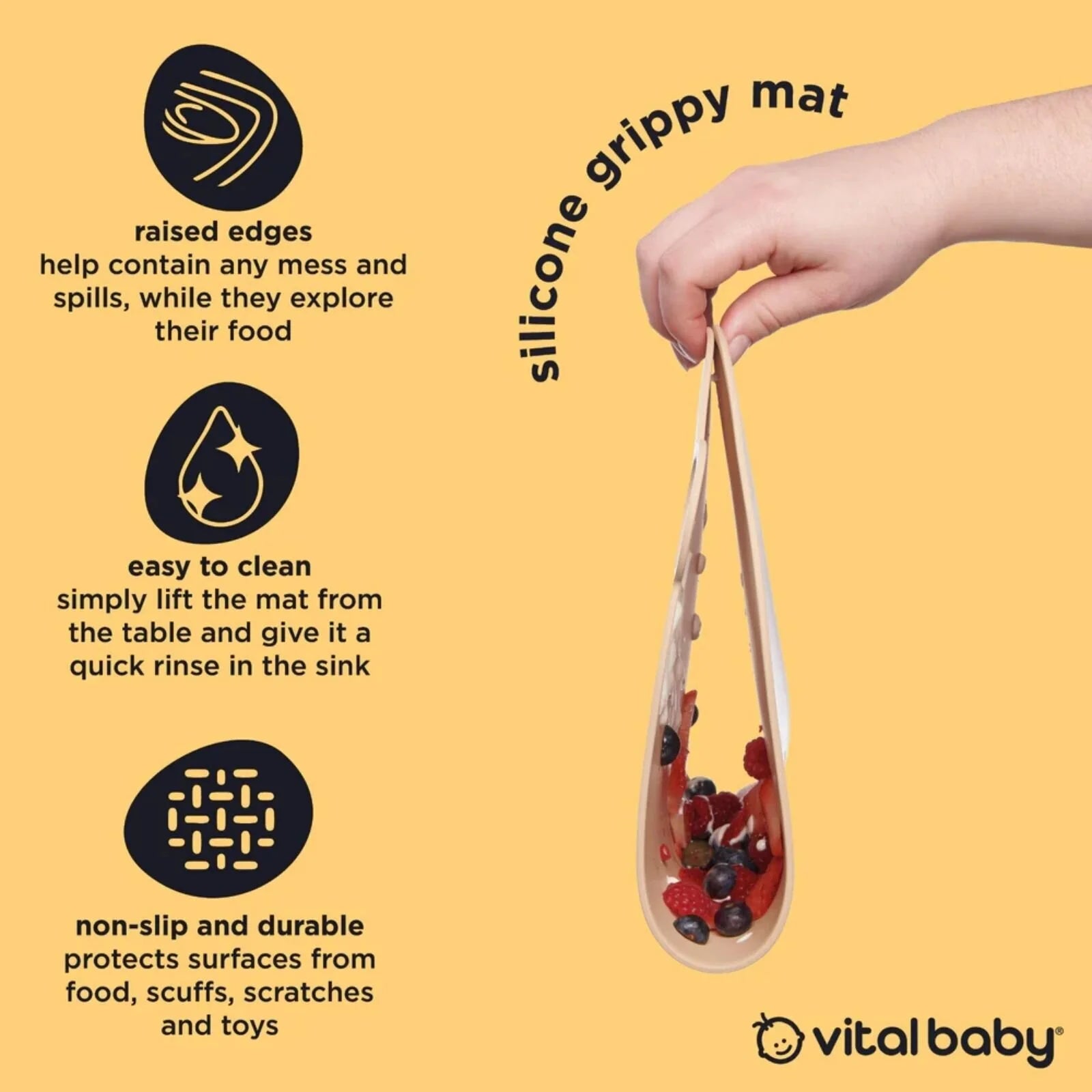 Vital Baby Nourish Silicone Grippy Mat - Sweet Butterscotch - ebebek - Black Friday
