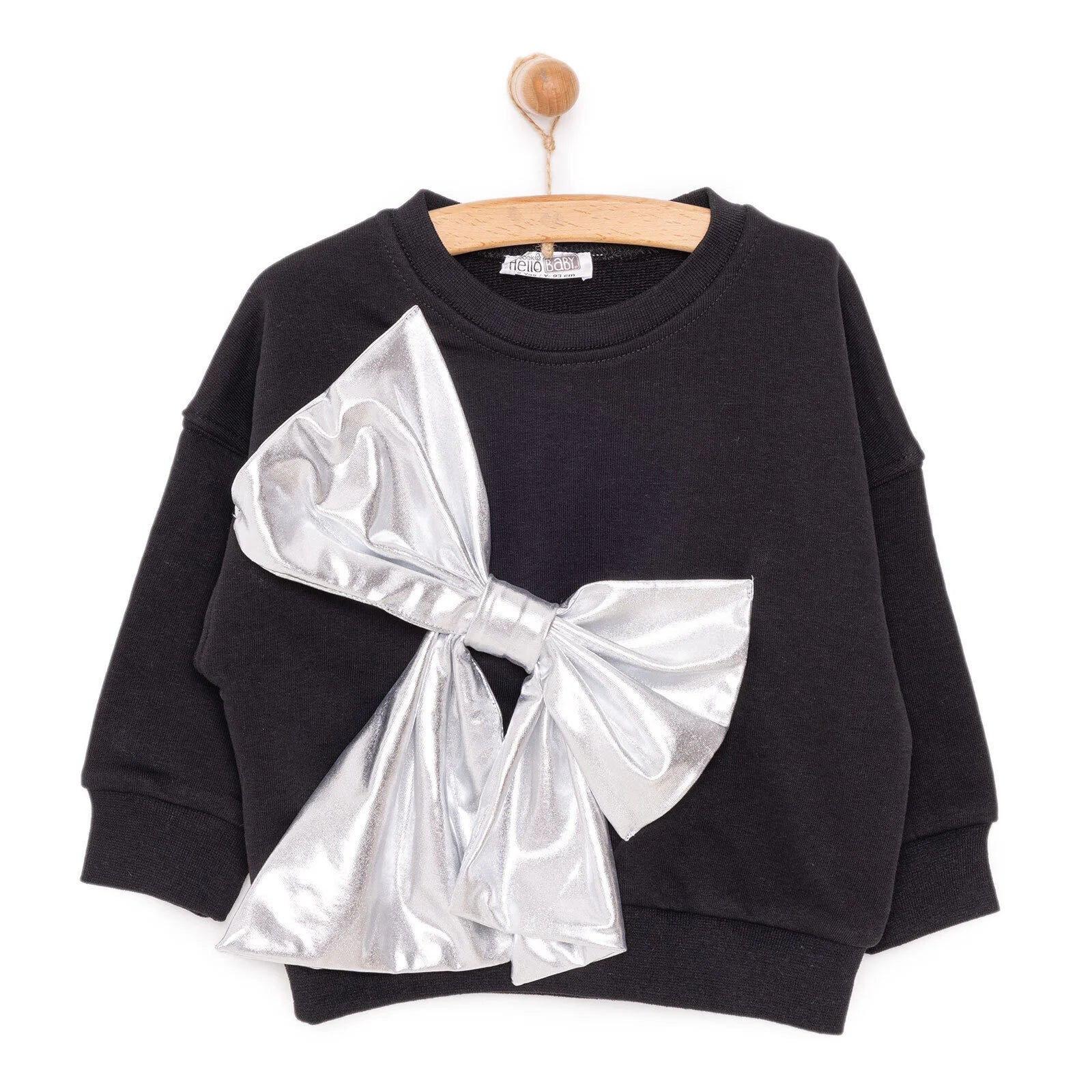 HelloBaby Metallic Girl Sweatshirt - Black - ebebek - Black Friday