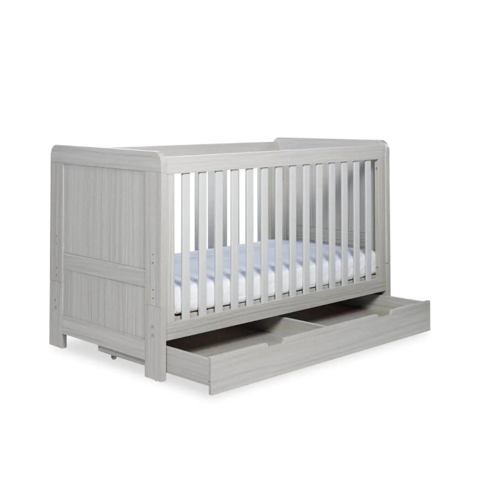 Ickle Bubba Pembrey Cot Bed & Under Drawer Ash Grey - Premium Sprung Mattress - ebebek - Black Friday