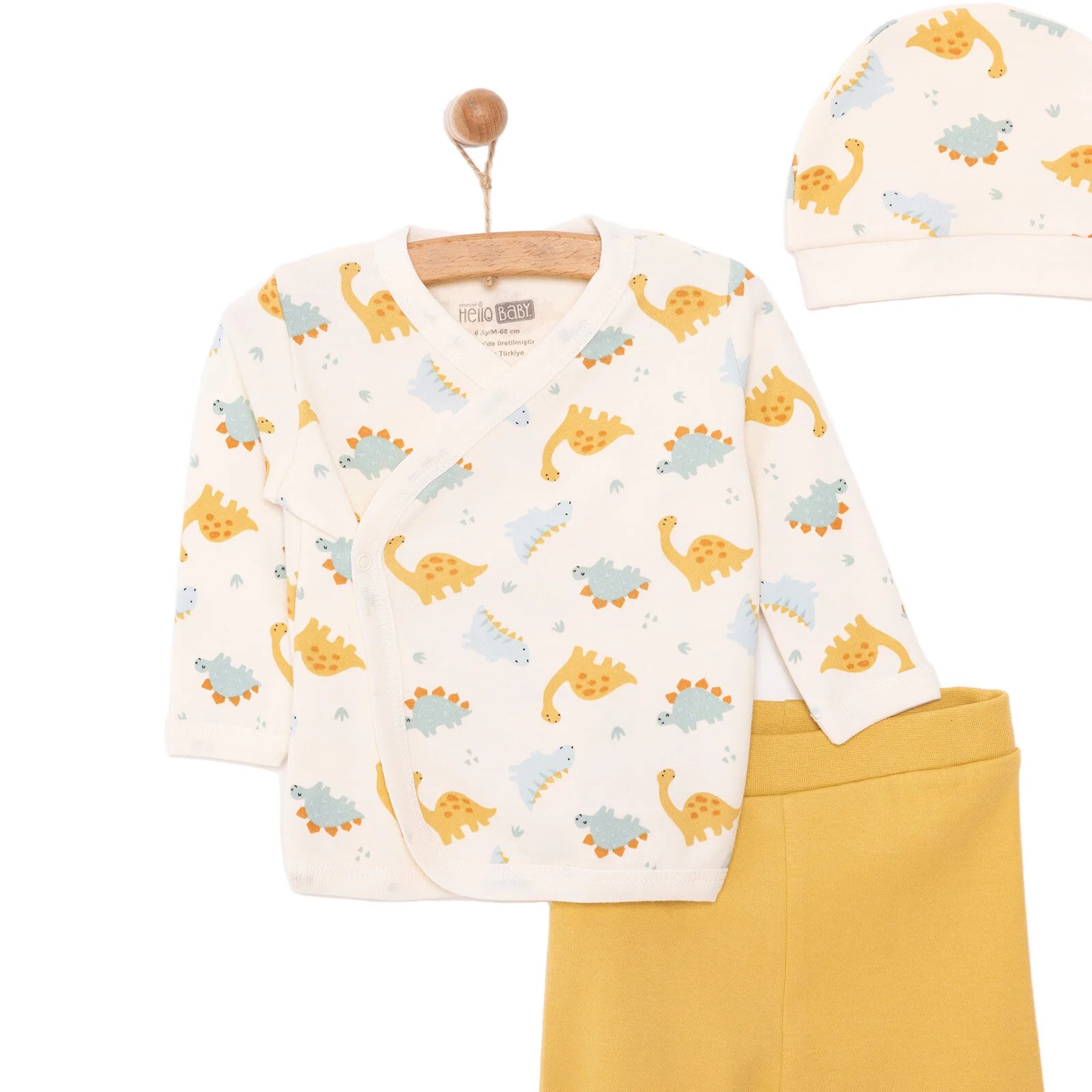 HelloBaby Newborn Baby Top - Hat - Footed Bottom - Ecru - ebebek - Black Friday