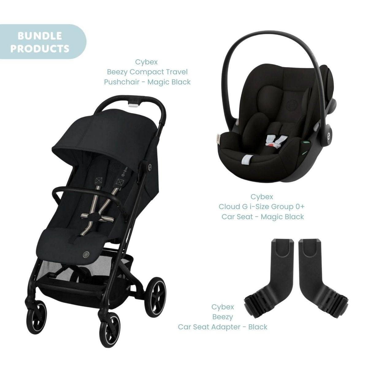 Cybex Beezy Compact Pushchair with Cloud G Car Seat Travel System Bundle - Magic Black - ebebek - Christmas