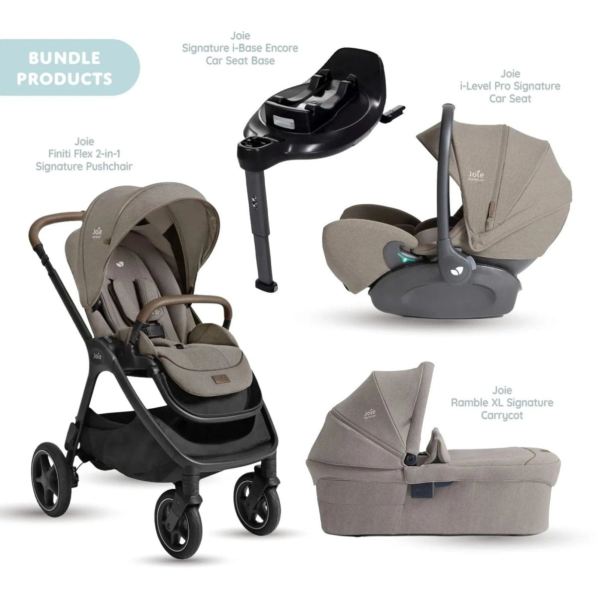 Joie Finit Flex Signature Pushchair with I - Level Car Seat & Base & Ramble XL Signature Carrycot Travel System - Maple - ebebek - Christmas