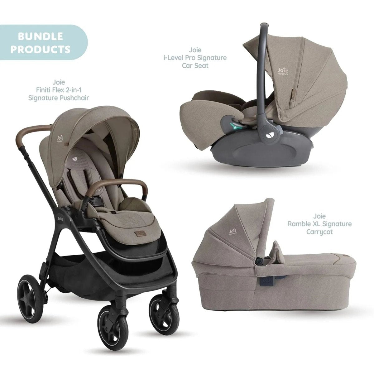 Joie Finit Flex Signature Pushchair with I - Level Car Seat & Ramble XL Signature Carrycot Travel System - Maple - ebebek - Christmas