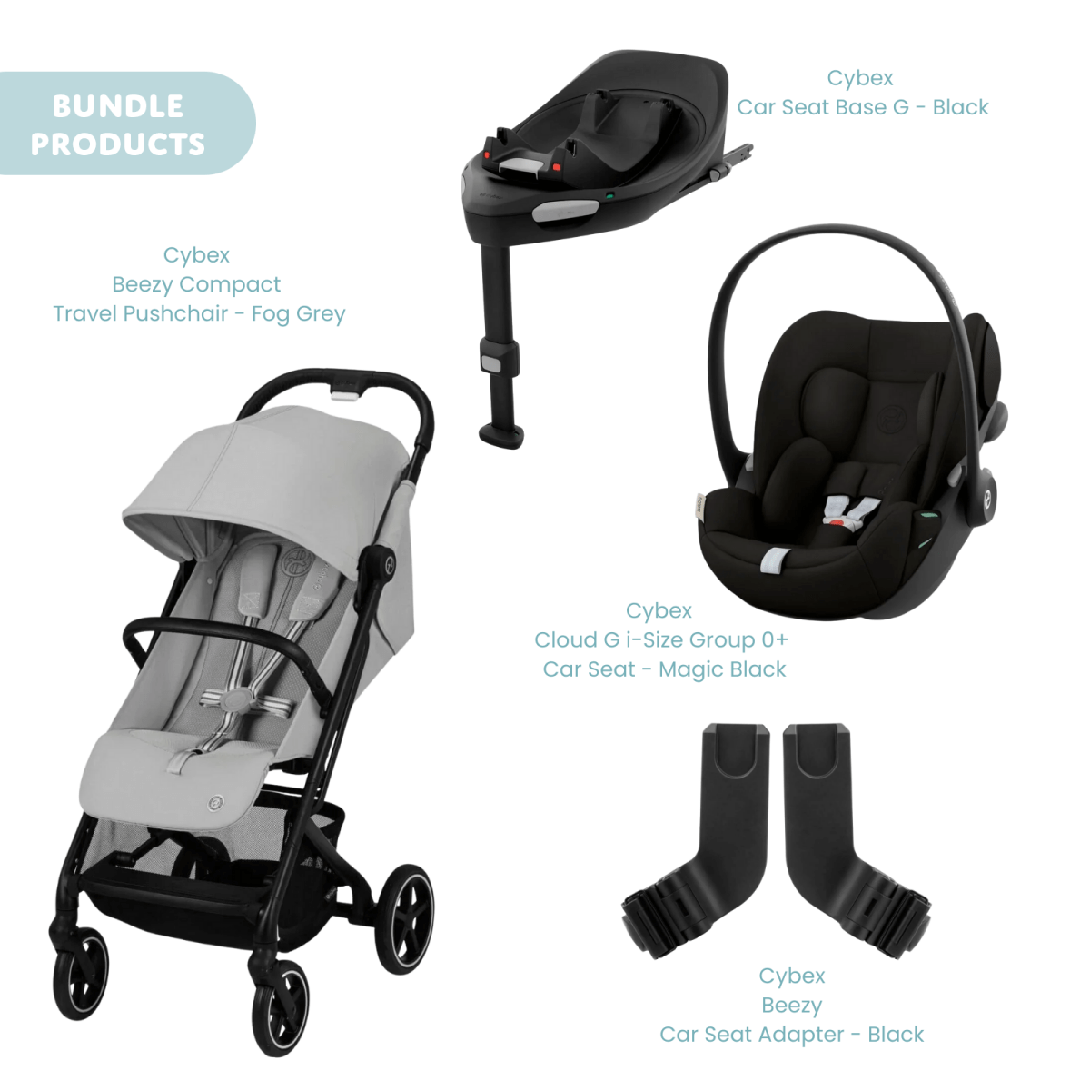 Cybex Beezy Compact Pushchair with Cloud G Car Seat & Base Travel System Bundle - Fog Grey - ebebek - Christmas