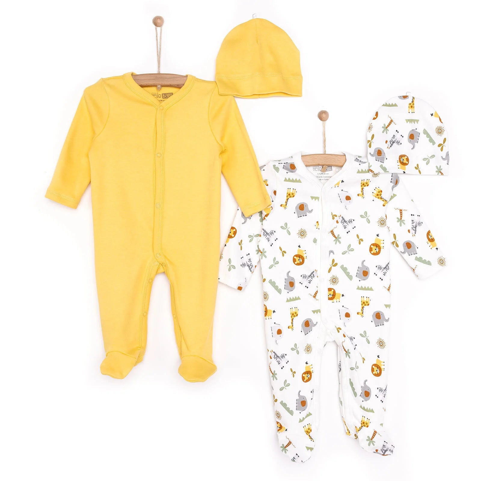 HelloBaby Newborn 2pcs Jumpsuit - Hat - Green - ebebek - Black Friday