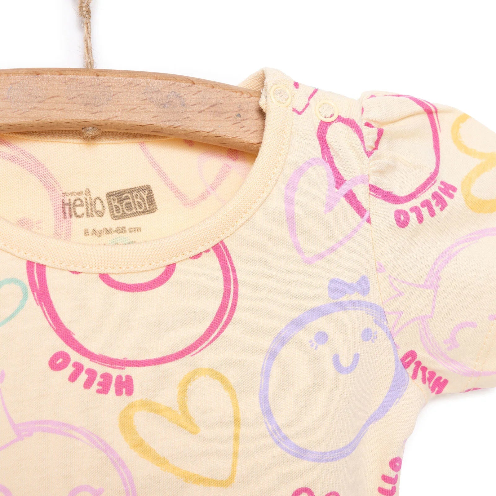 HelloBaby Basic Girl Smiling Face Tshirt - Light Yellow - ebebek - Black Friday