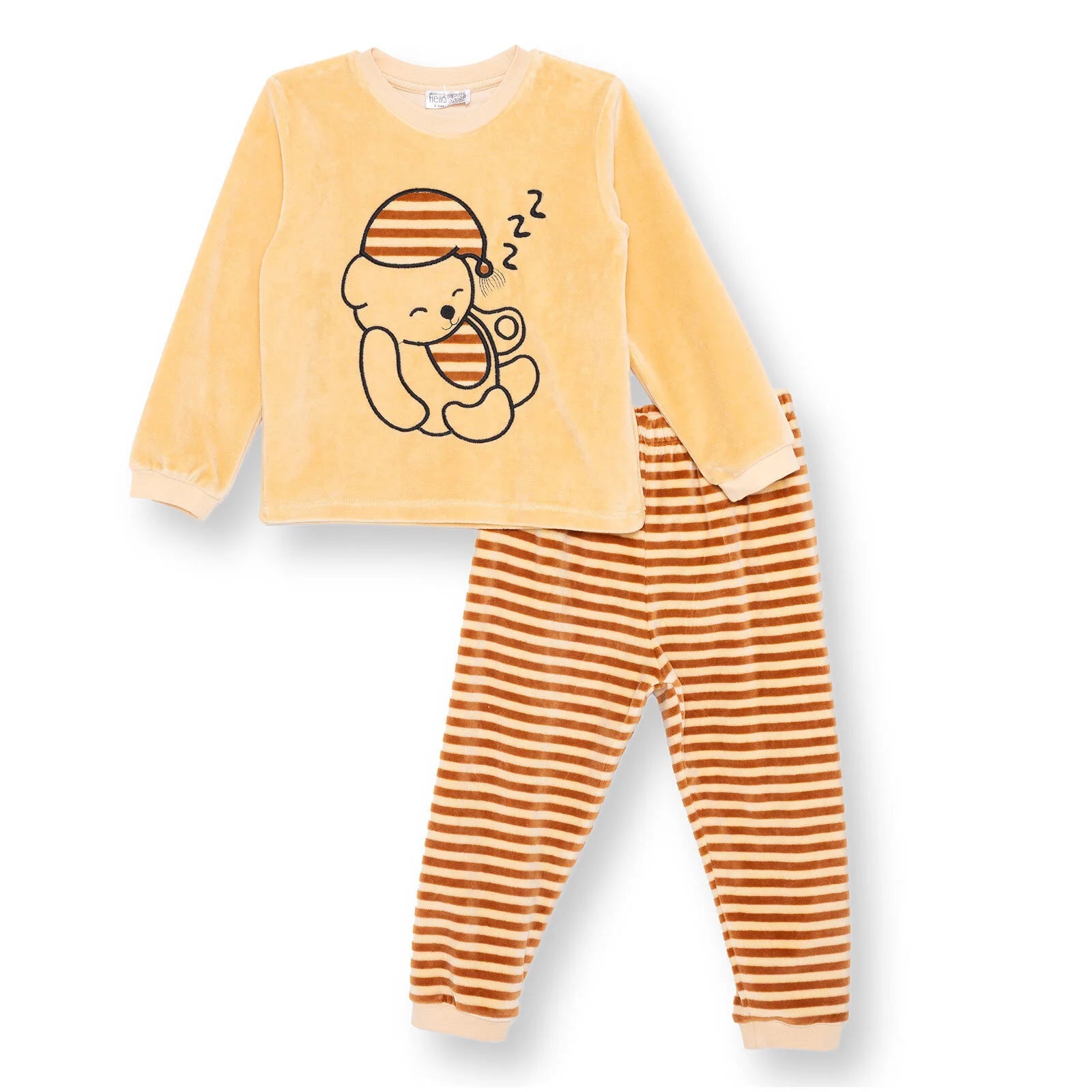 HelloBaby Velvet Pyjama Set - Light Brown - ebebek - Black Friday